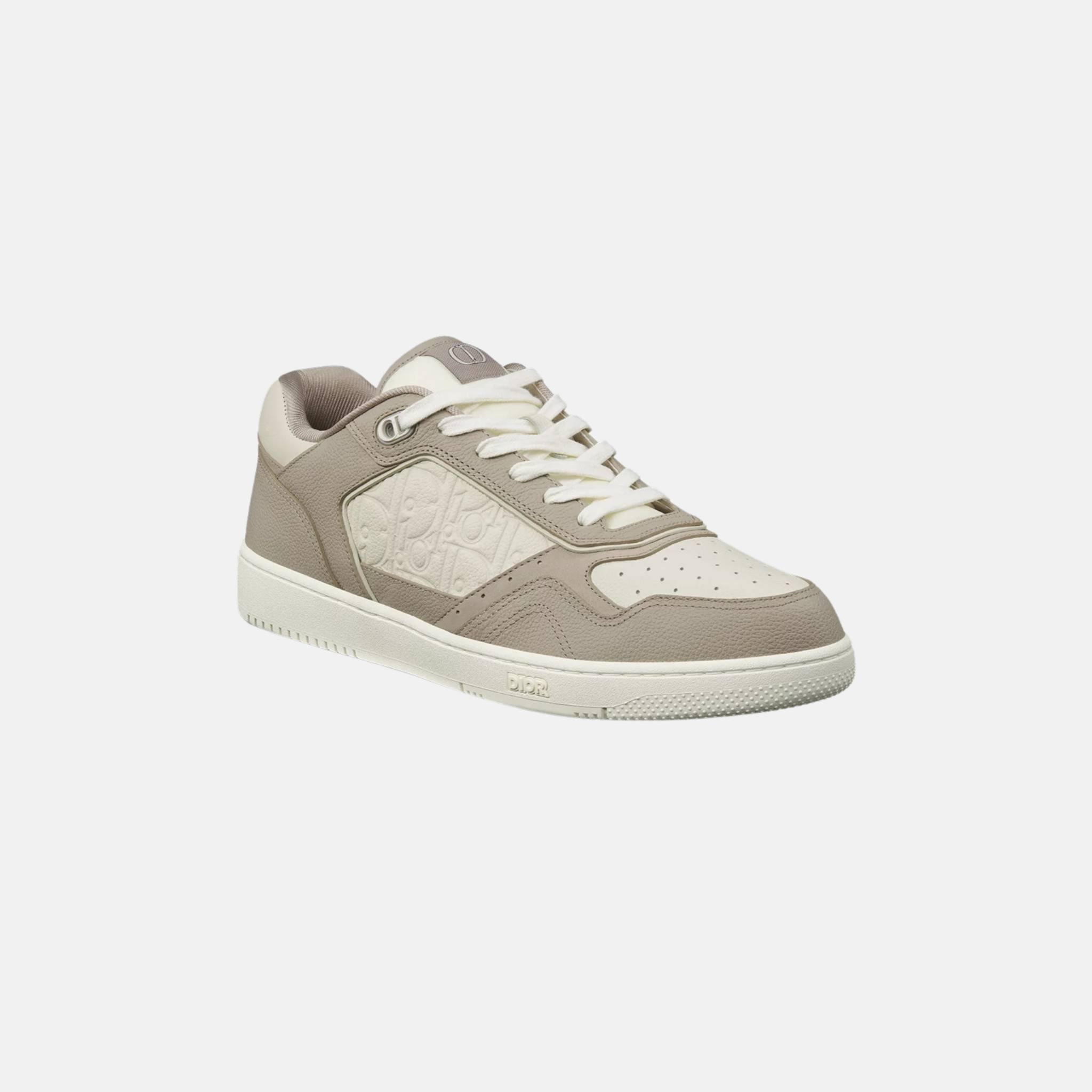 Dior B27 Uptown Low Top Sneaker In Grained Calfskin With Gravity Leather, Beige, Front