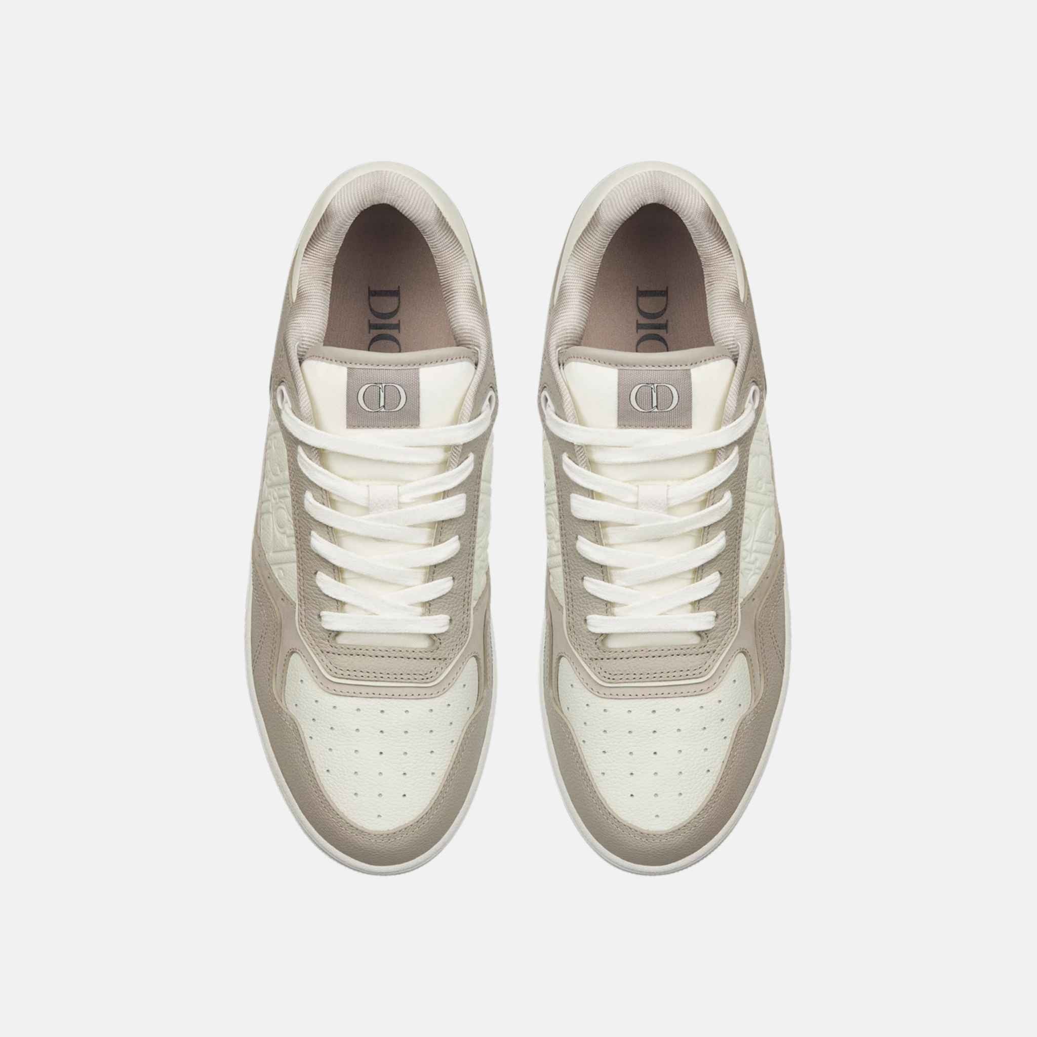 Dior B27 Uptown Low Top Sneaker In Grained Calfskin With Gravity Leather, Beige, Top