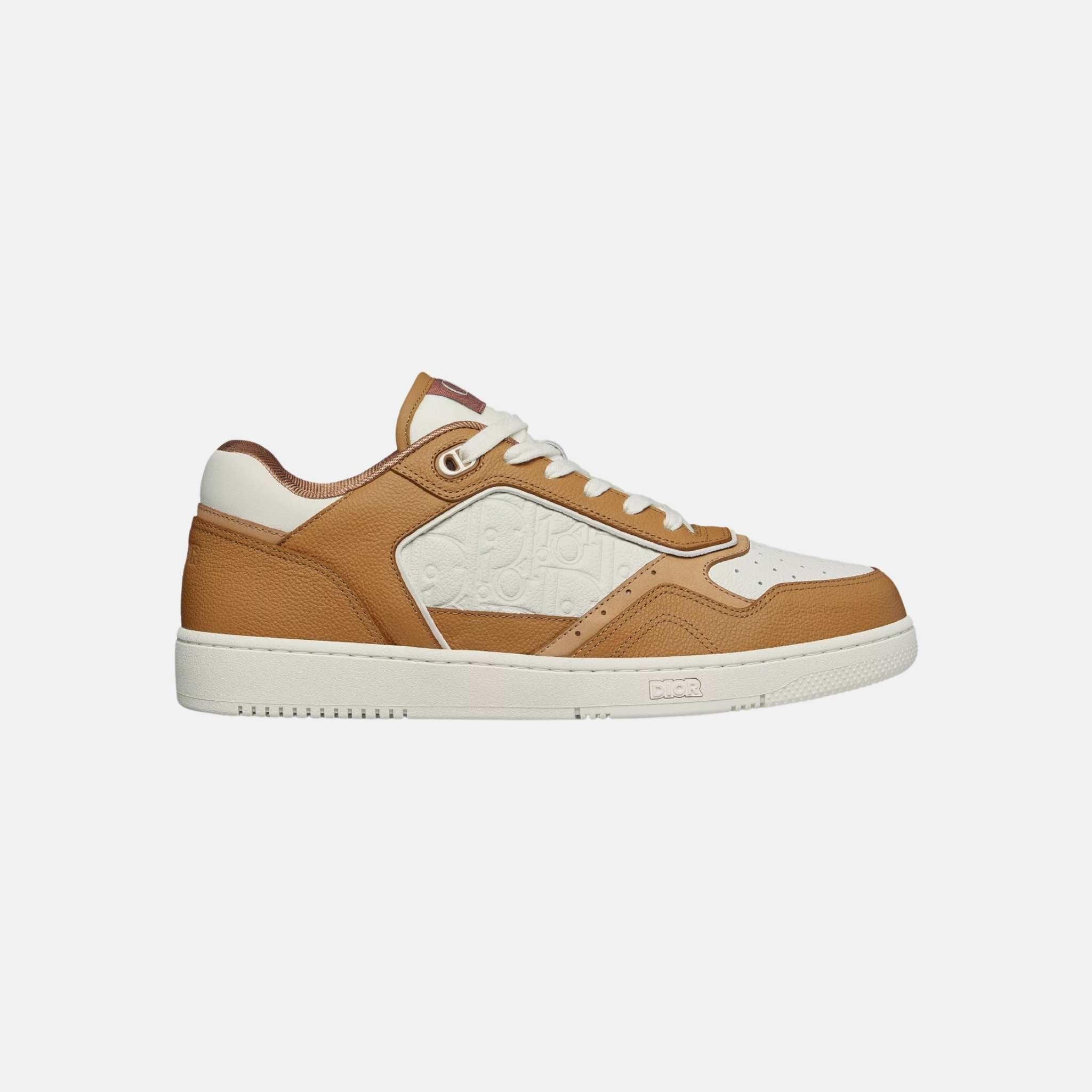 Dior B27 Uptown Low Top Sneaker In Grained Calfskin With Gravity Leather, Cognac, Side