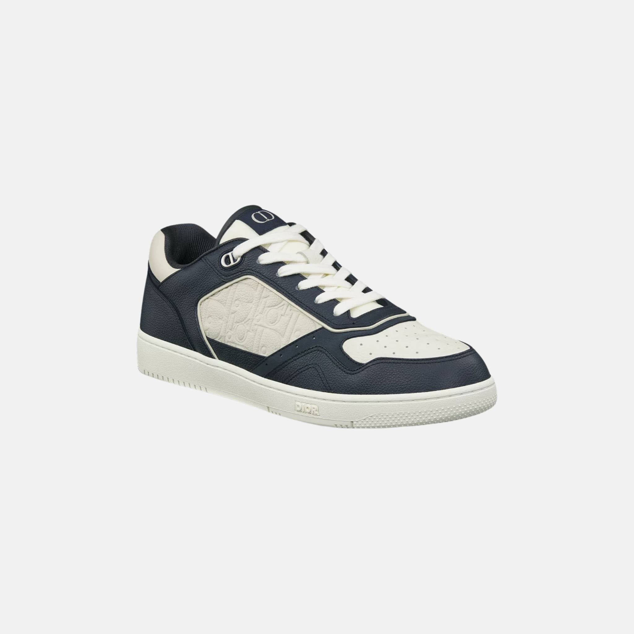 Dior B27 Uptown Low Top Sneaker In Grained Calfskin With Gravity Leather, Navy, Front