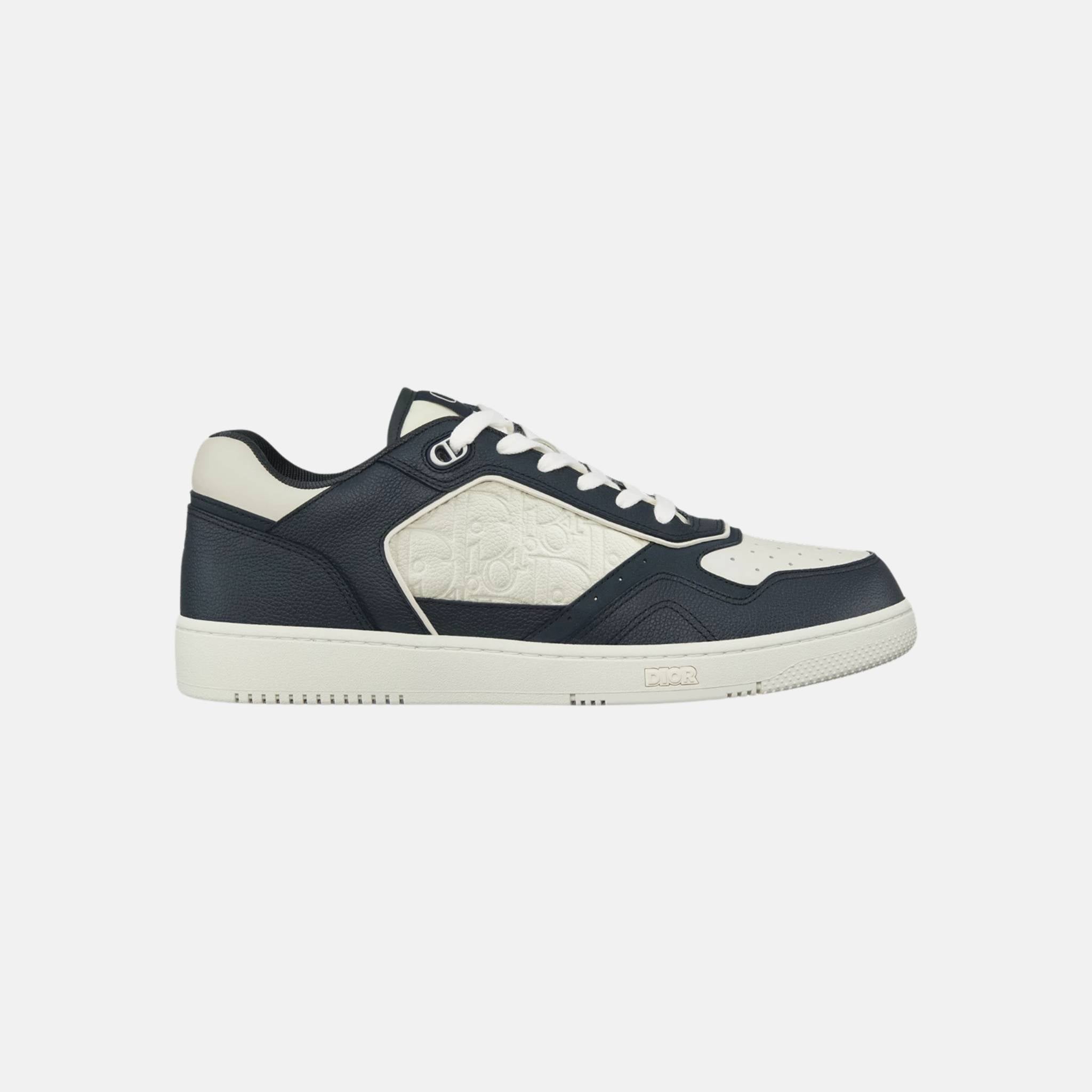 Dior B27 Uptown Low Top Sneaker In Grained Calfskin With Gravity Leather, Navy, Side