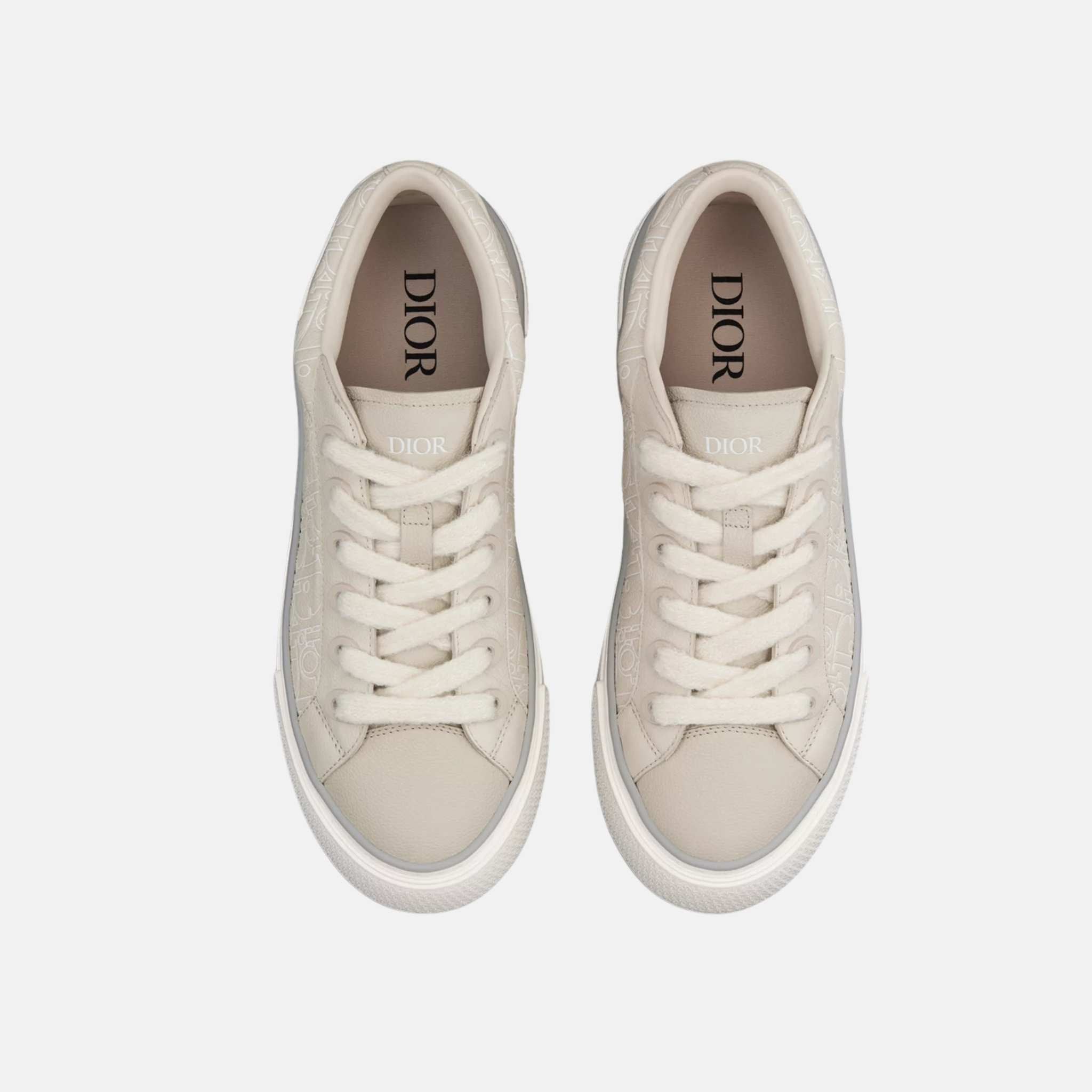 Dior B33 Spin Sneaker In Grained Calfskin And Gravity Outline Leather, Beige, Top