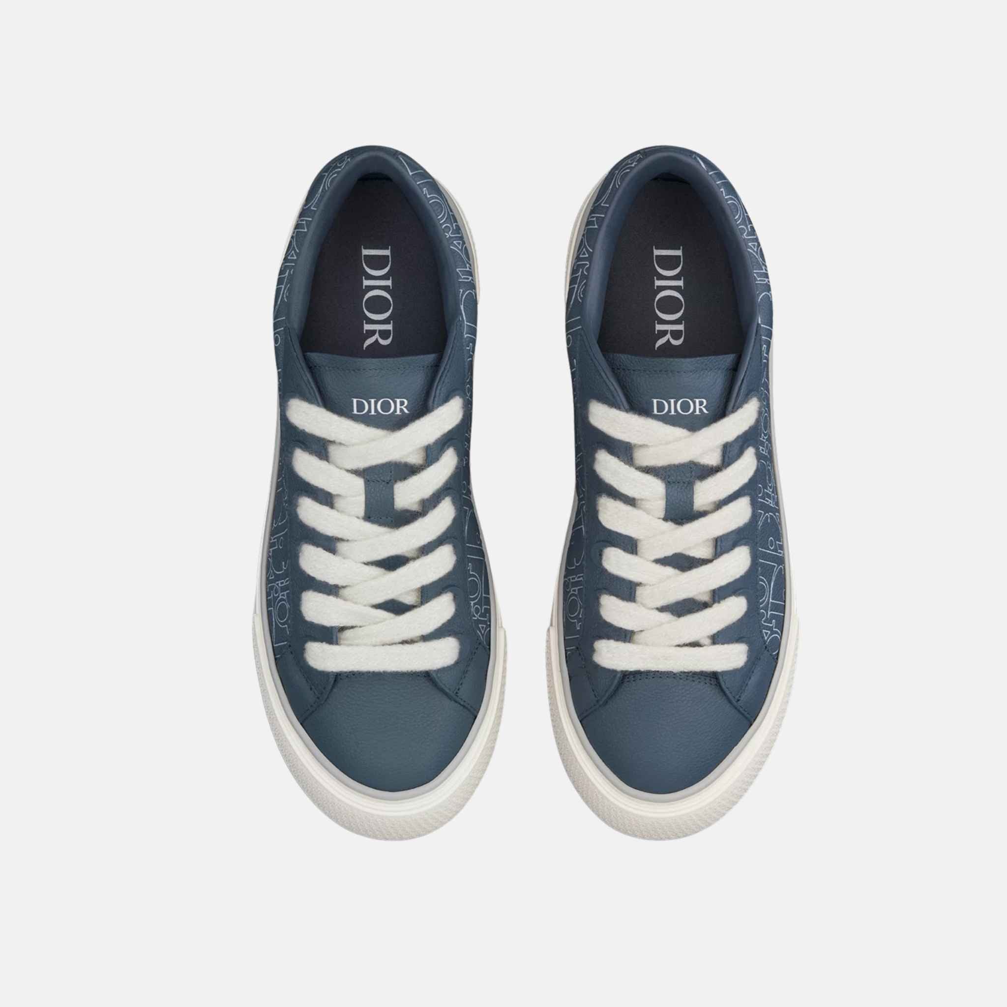 Dior B33 Spin Sneaker In Grained Calfskin And Gravity Outline Leather, Navy Blue, Top