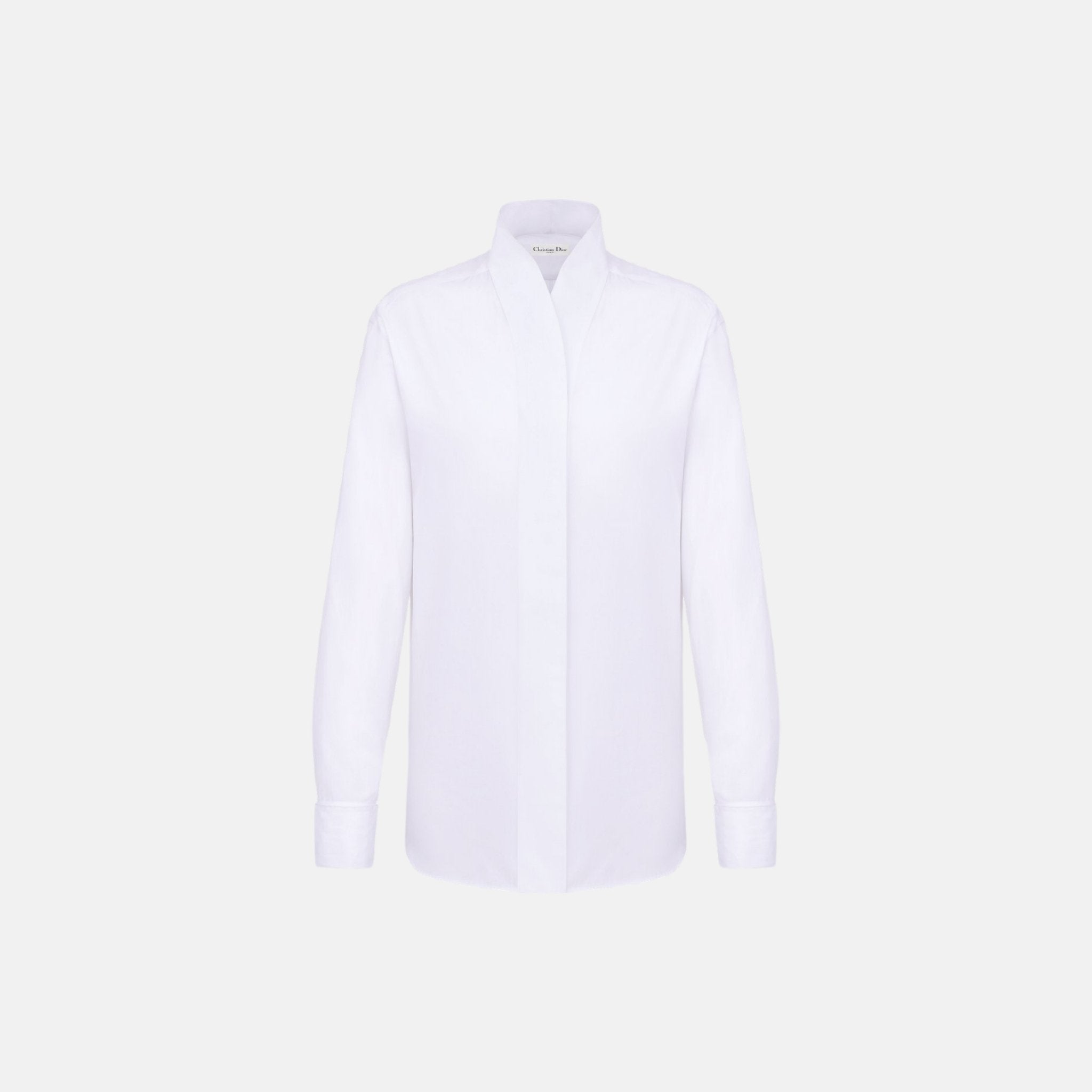 Dior Blouse In Cotton Poplin With Long Sleeves, White, Front