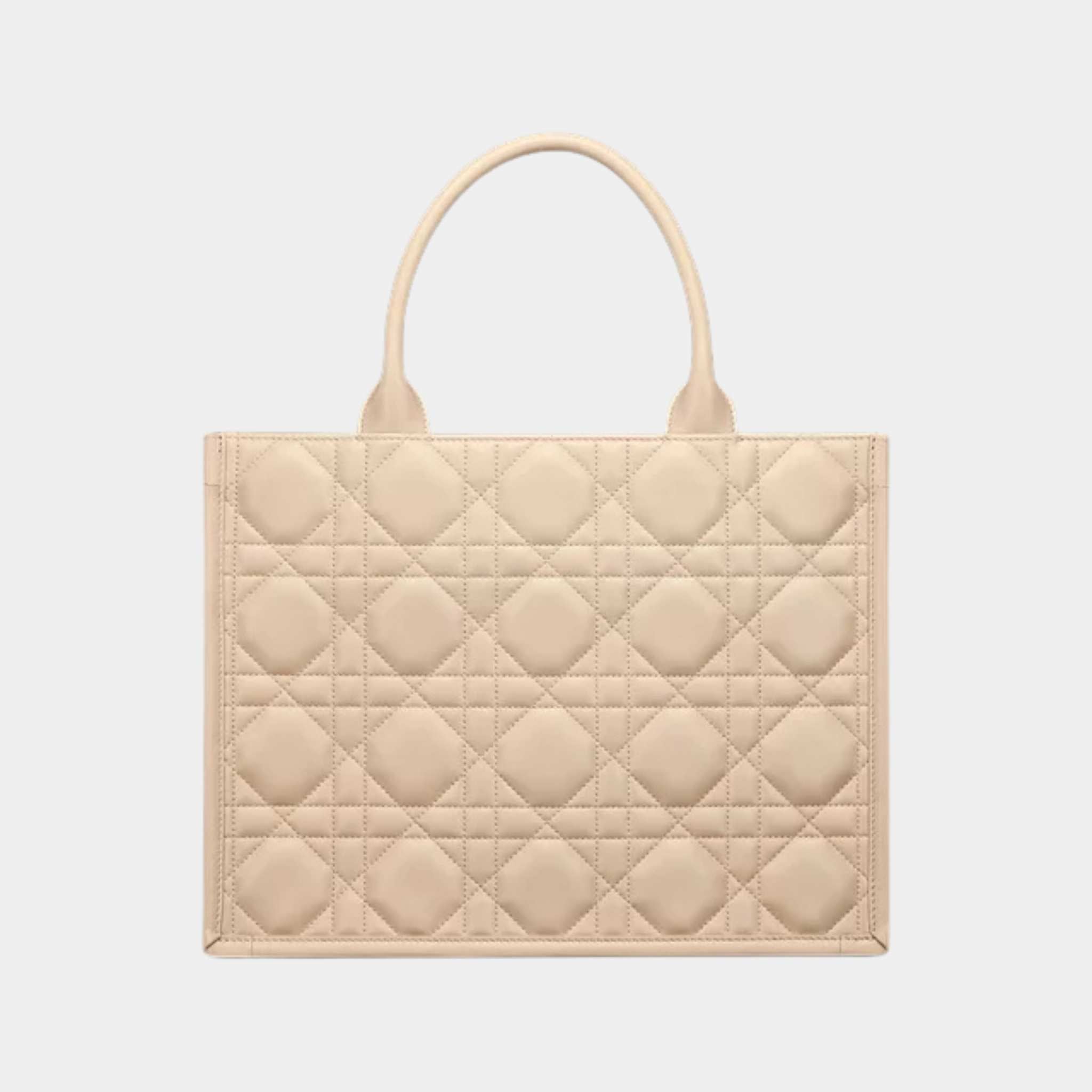 Dior Book Tote Medium Bag Macrocannage Calfskin, Beige, Back