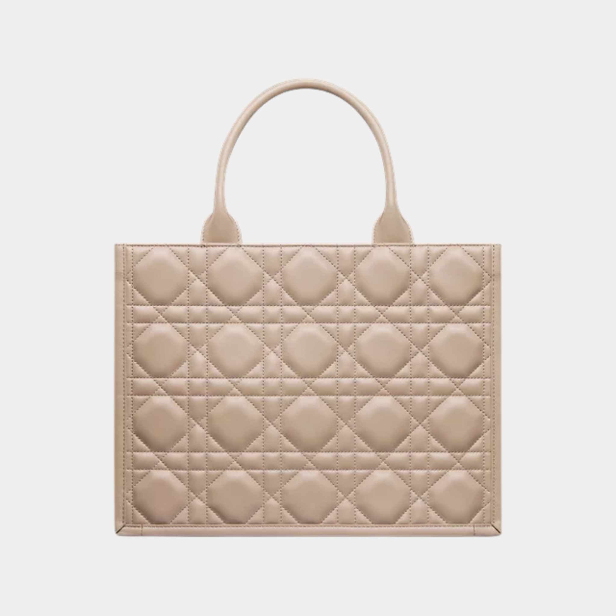 Dior Book Tote Medium Bag Macrocannage Calfskin, Desert Taupe, Back