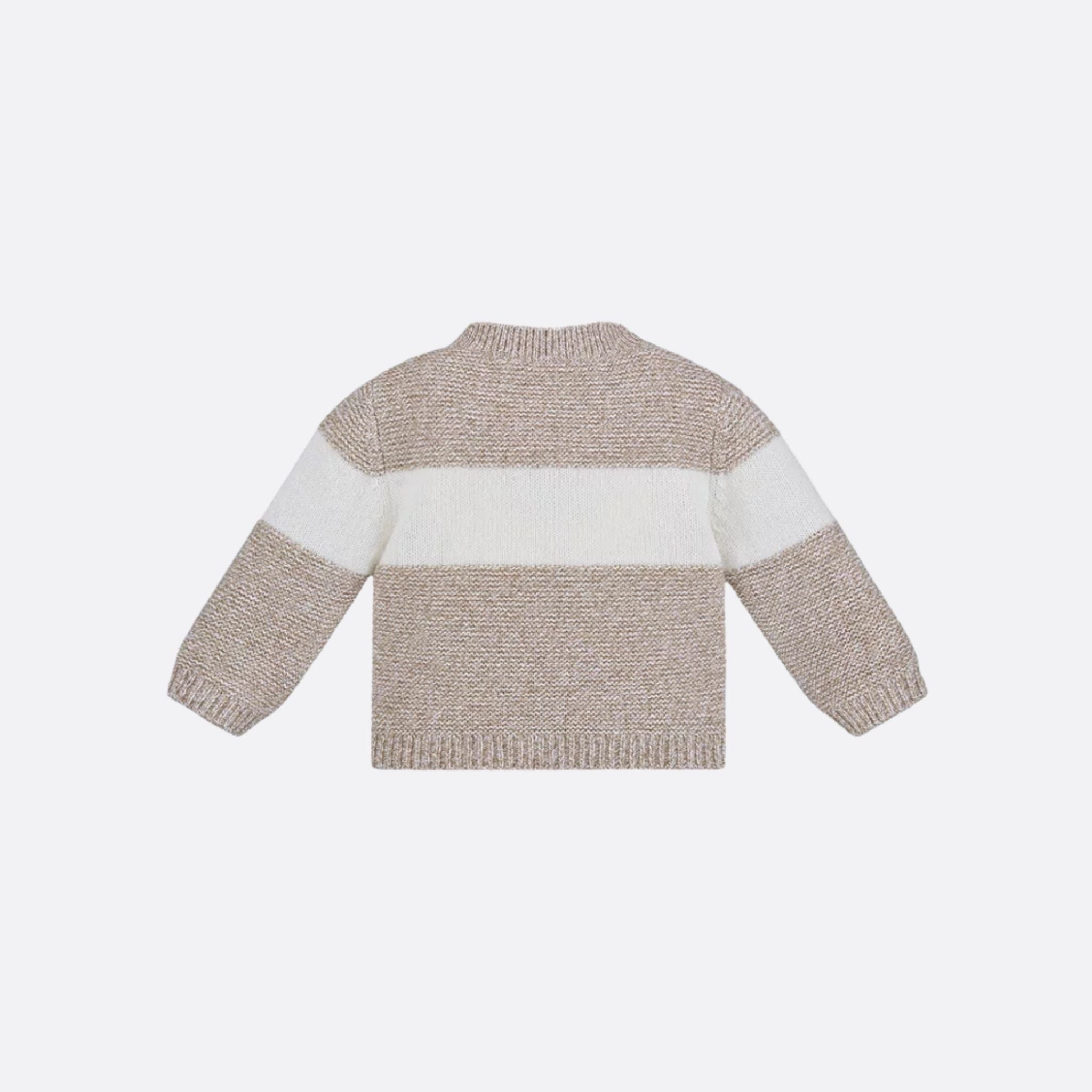 Dior Cardigan Heathered Beige and Ivory Wool and Cashmere Tricot Knit, BackView