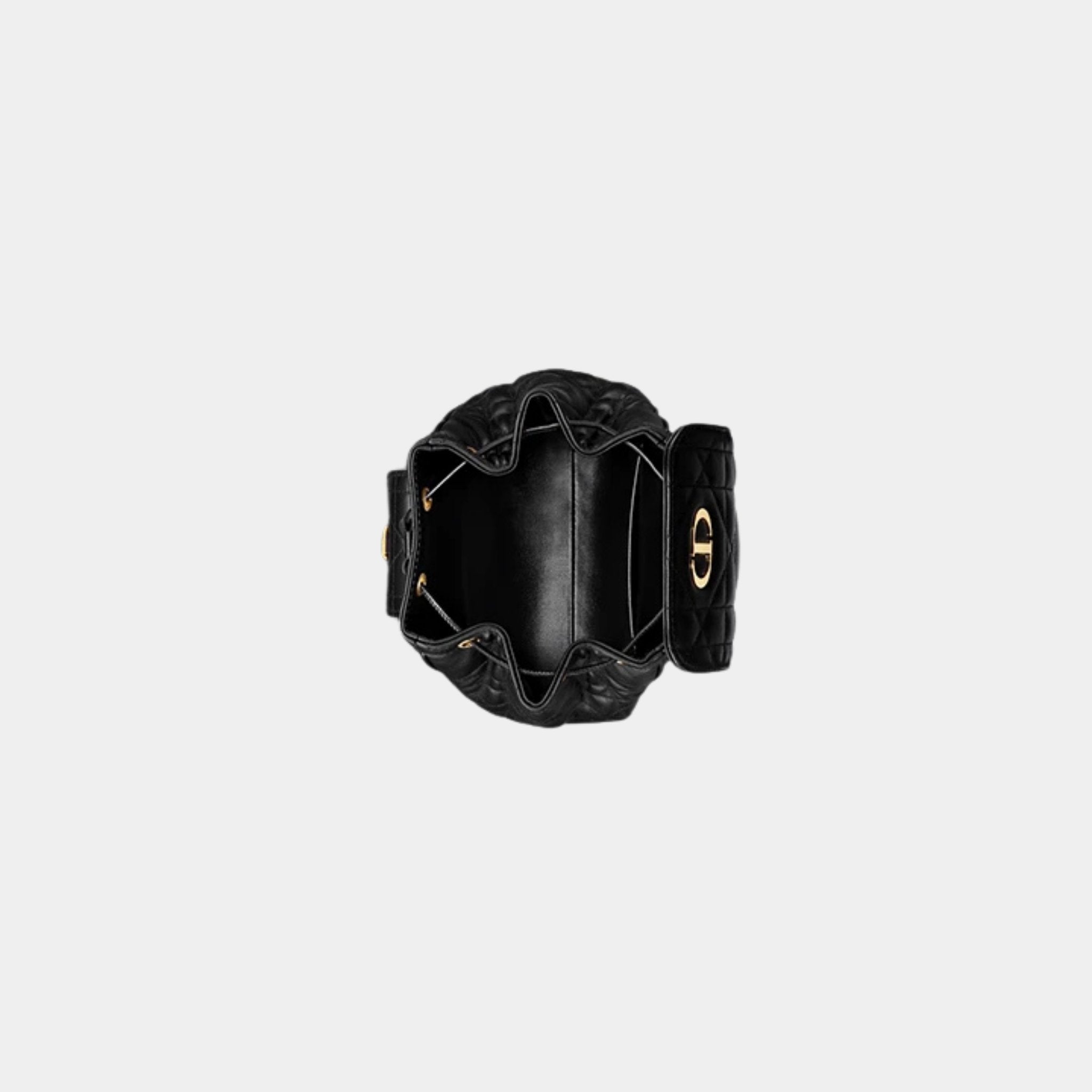 Dior Caro Nano Backpack Macrocannage Lambskin, Black, Top