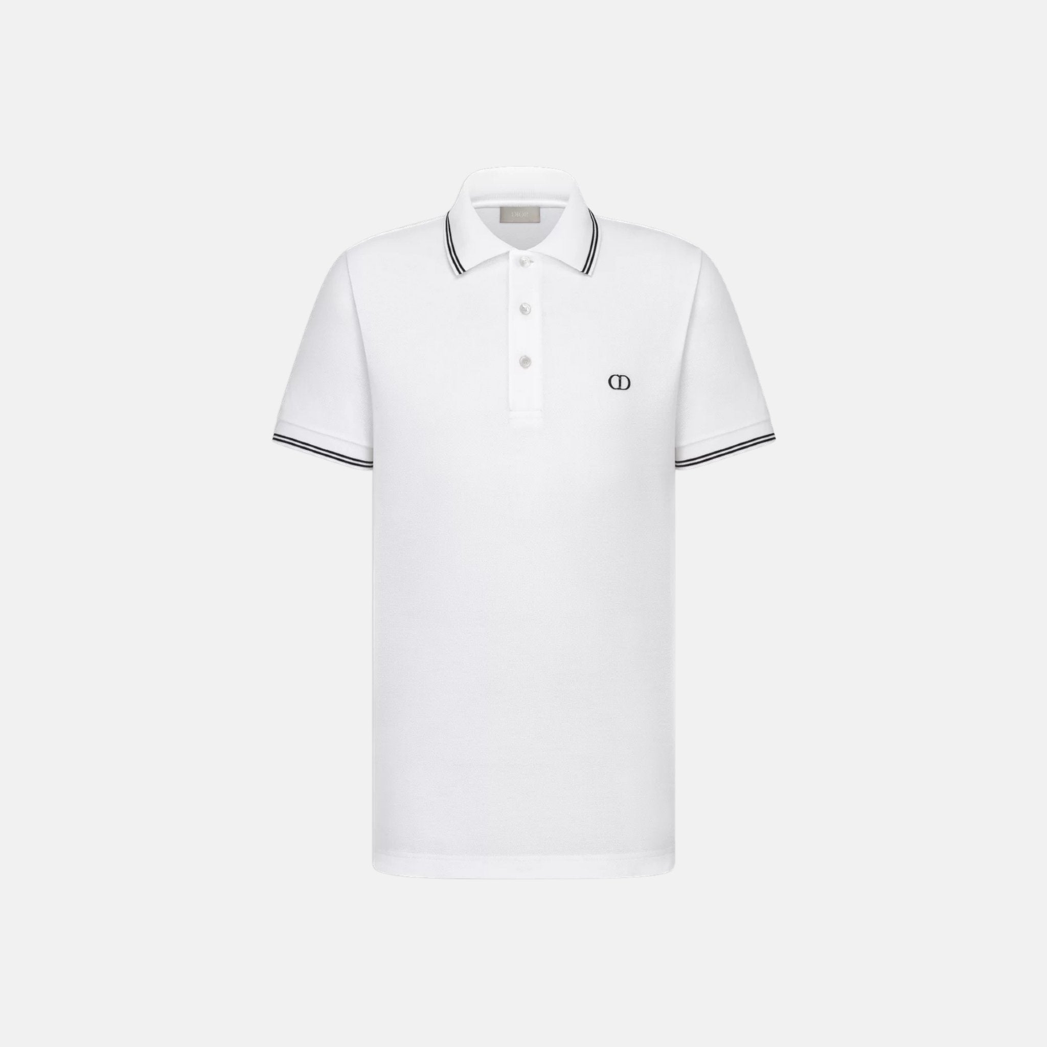 Dior CD Icon Polo Shirt In Cotton Pique, White, Front