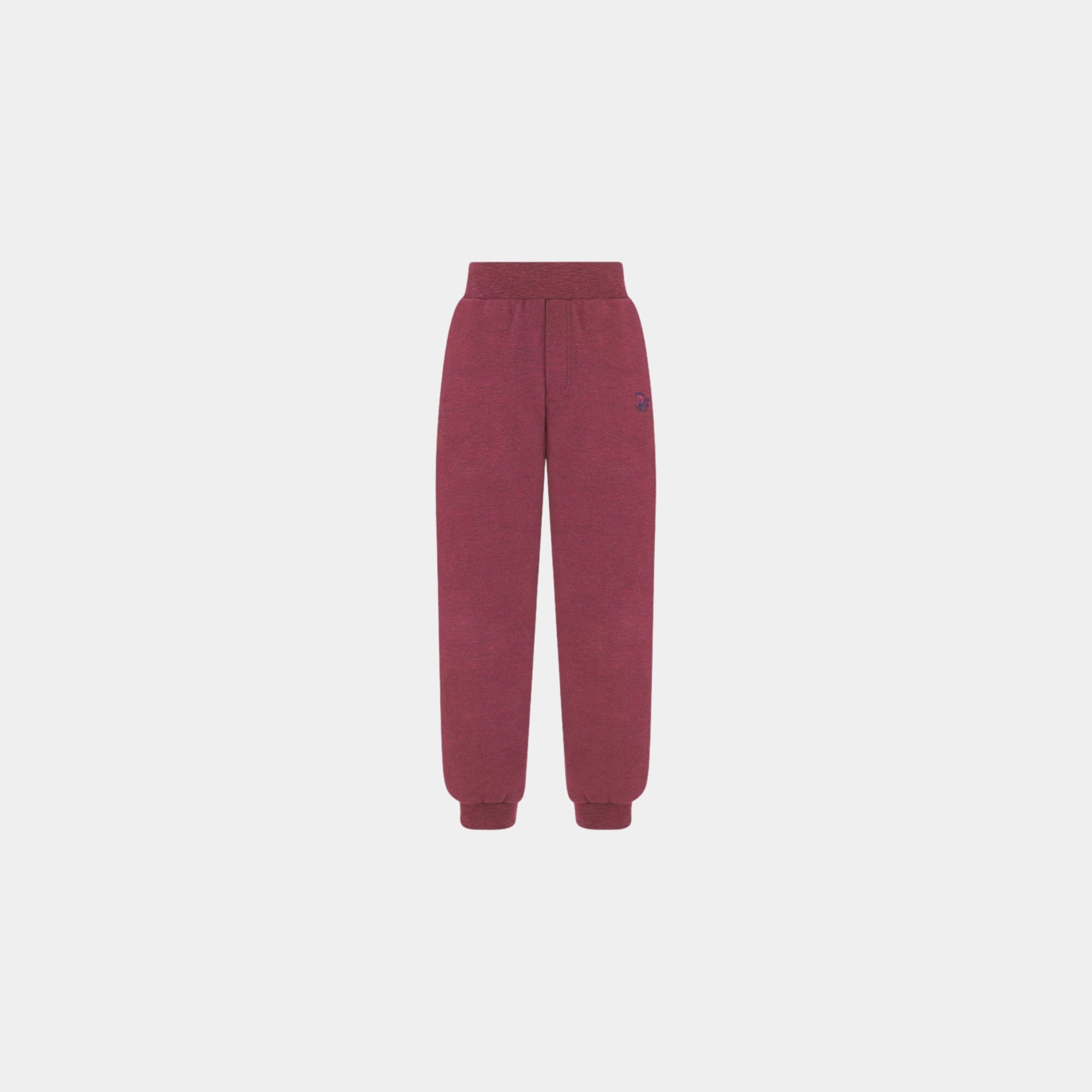 Dior Childrens Jogging Pants Heather Brushed Cotton Fleece, Burgundy, Front