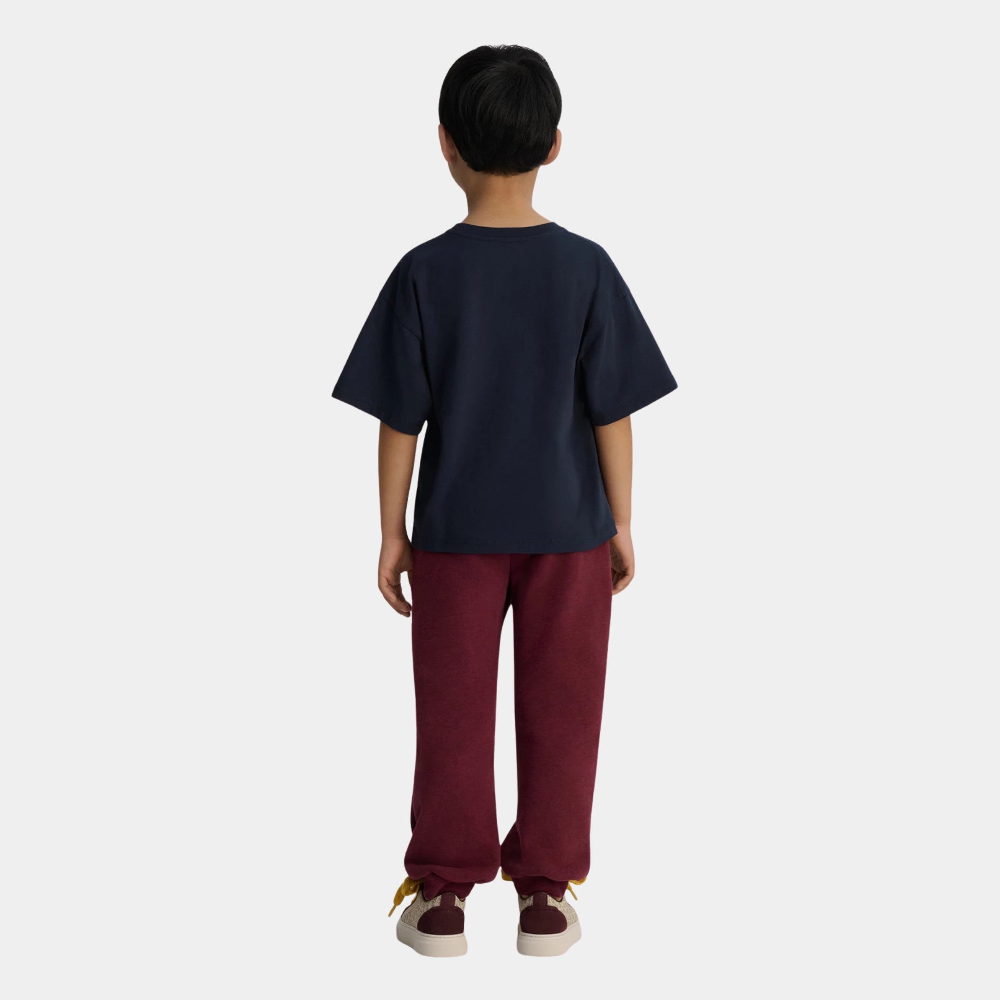 Dior Childrens Jogging Pants Heather Brushed Cotton Fleece, Burgundy, Model