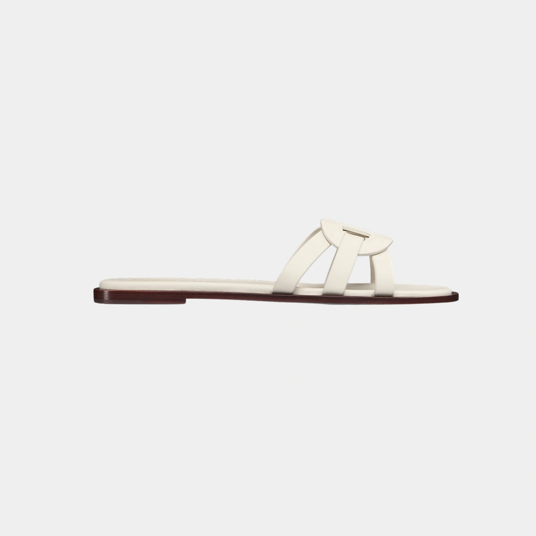 Dior D Club Slide In Calfskin, White, Side
