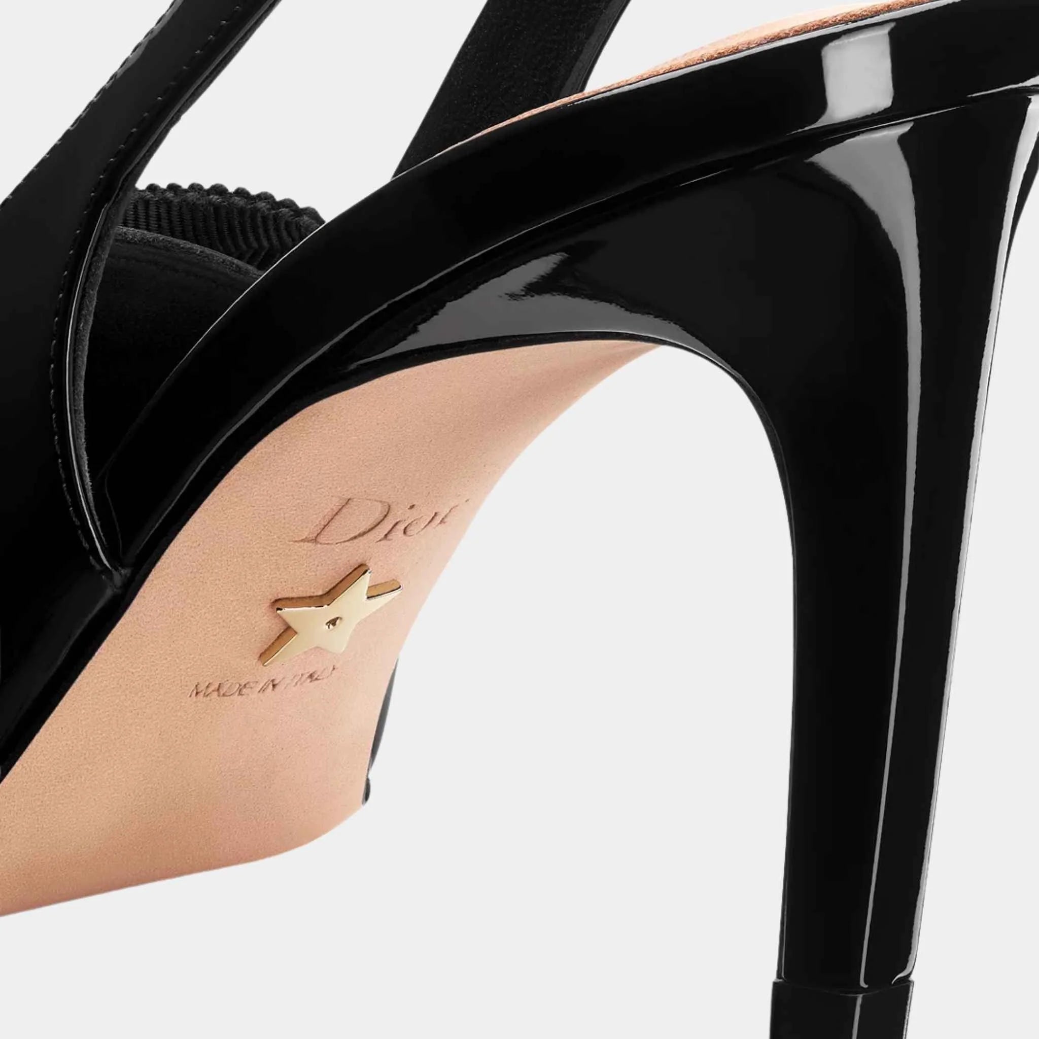 Dior Diorissimo Slingback Pump Patent Calfskin and Grosgrain, Black, Back