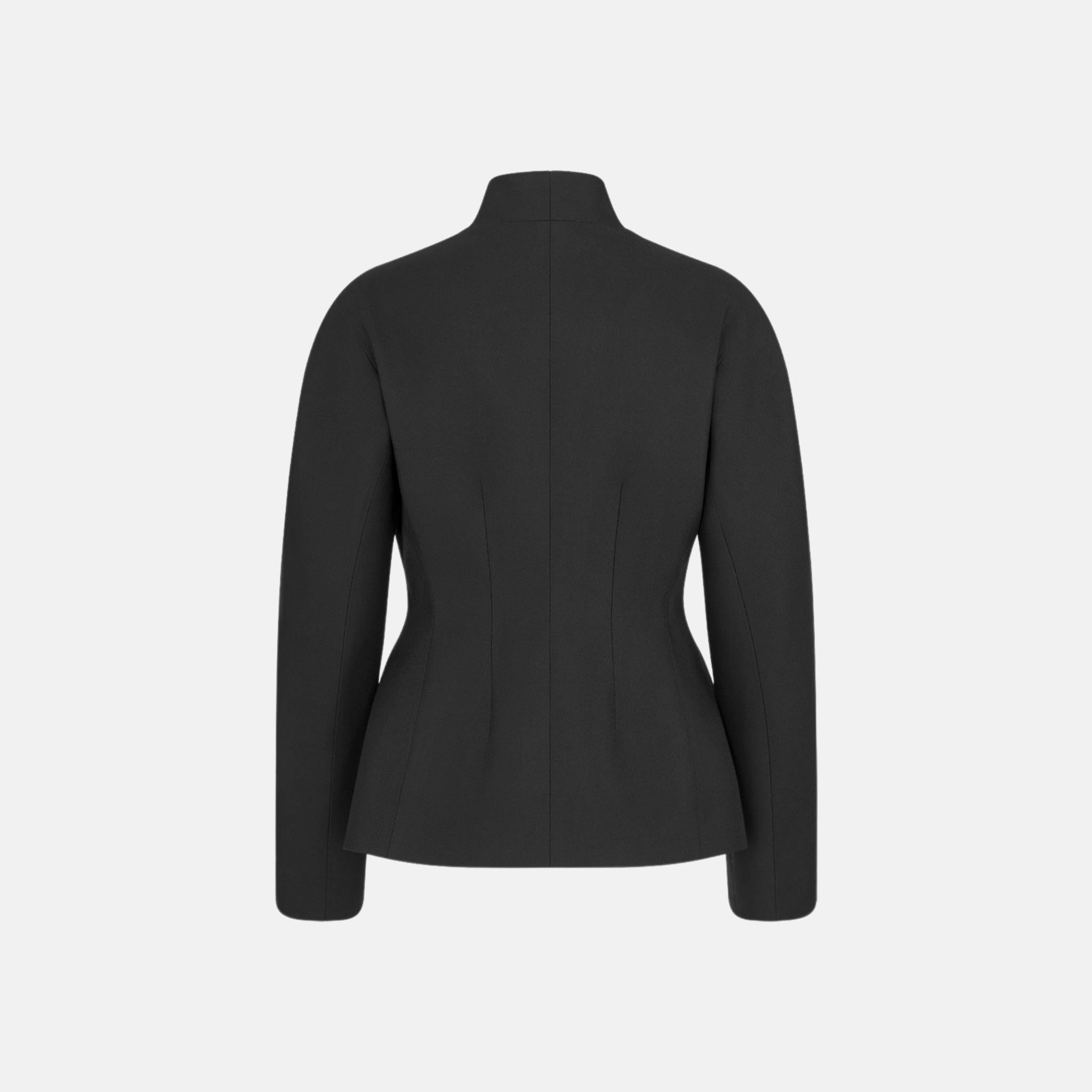 Dior Fitted Jacket In Virgin Wool And Silk Grain De Poudre, Back