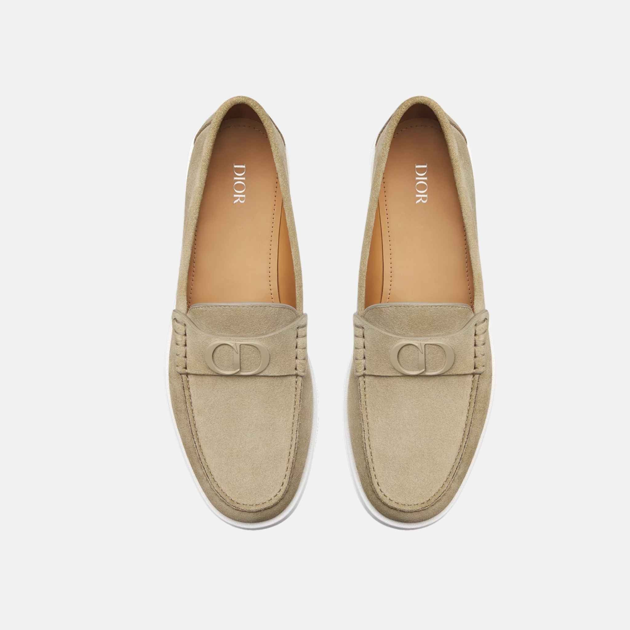 Dior Granville Loafer In Suede, Beige, Top