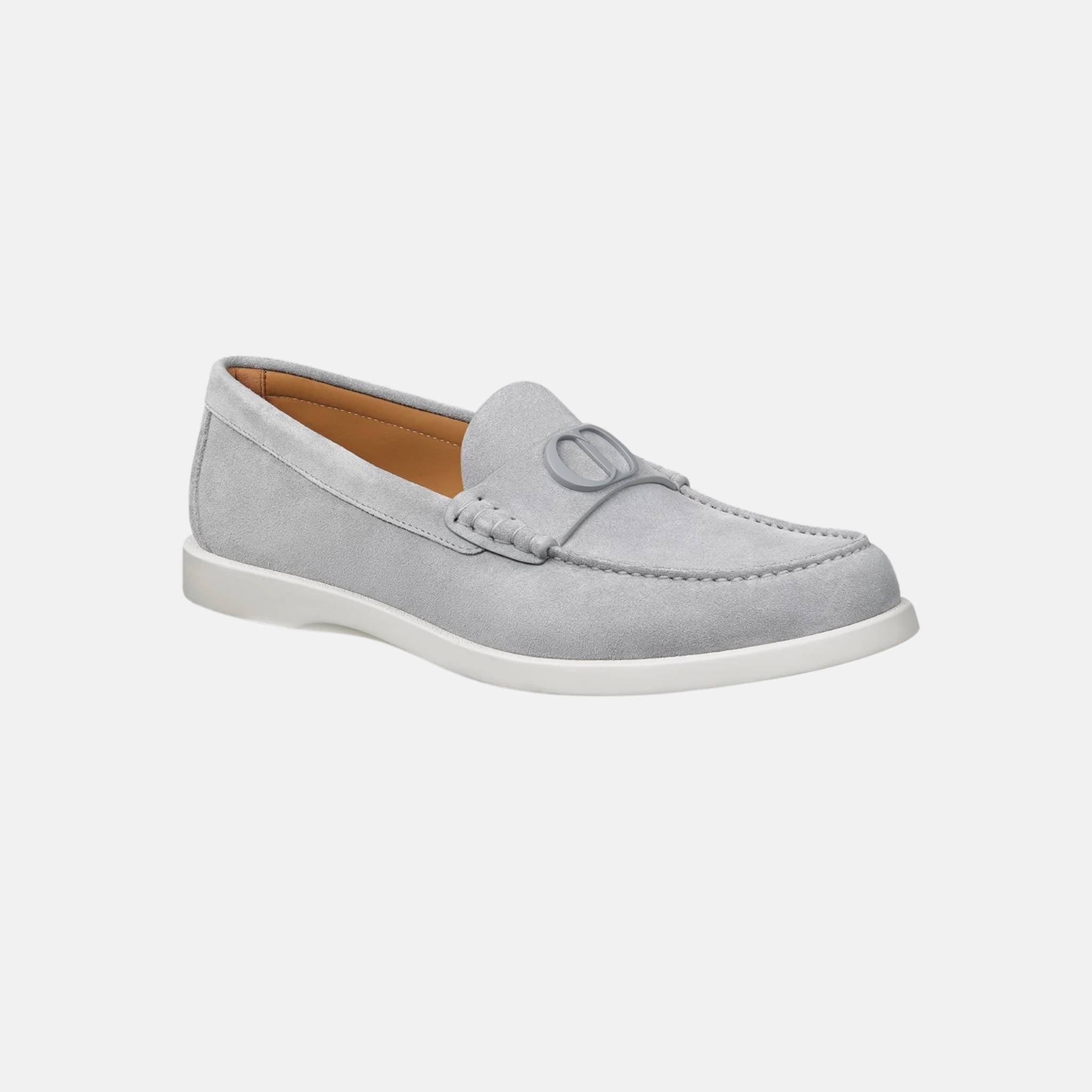 Dior Granville Loafer In Suede, Gray, Front
