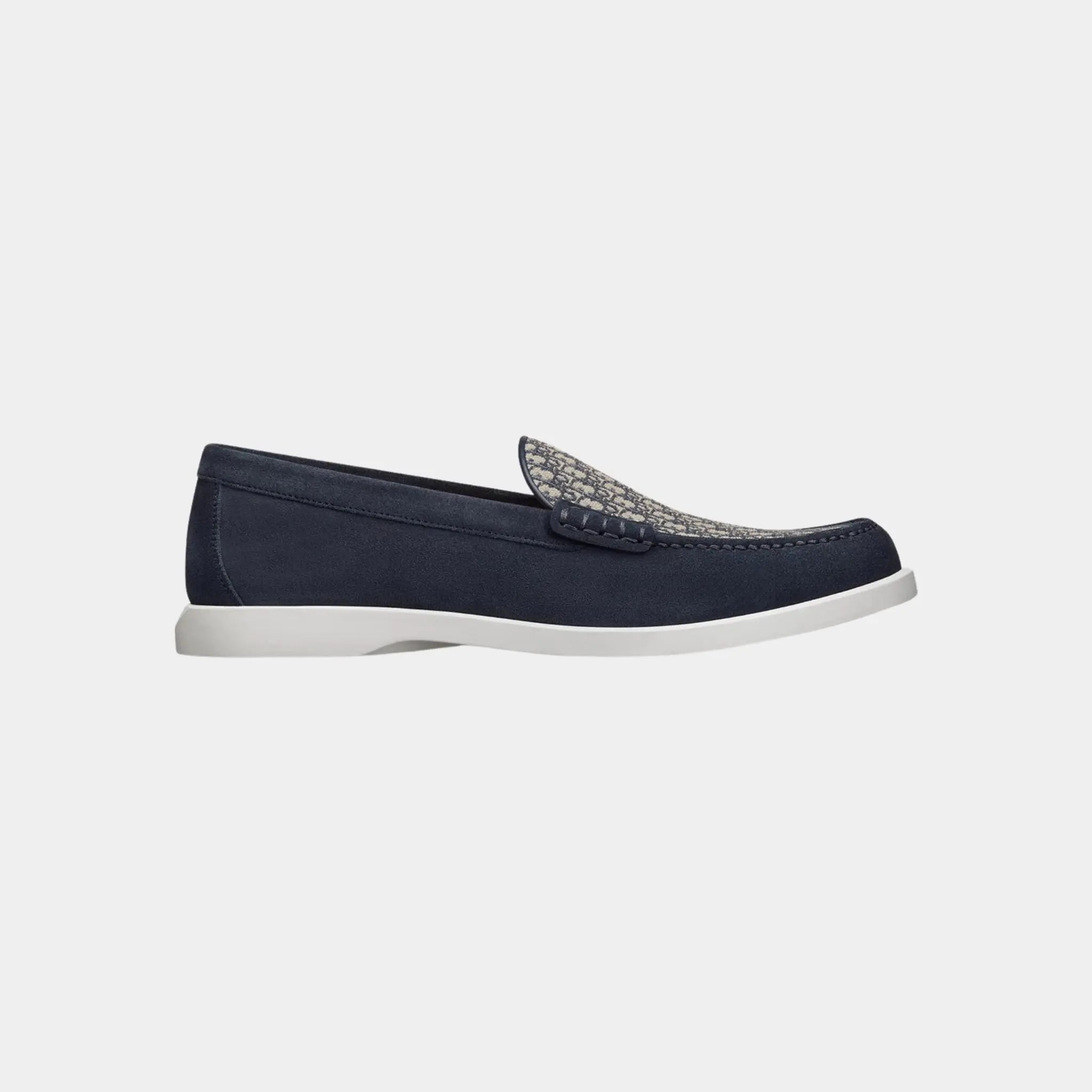 Dior Granville Moccasin Suede and Oblique Jacquard Canvas, Navy Blue, Side