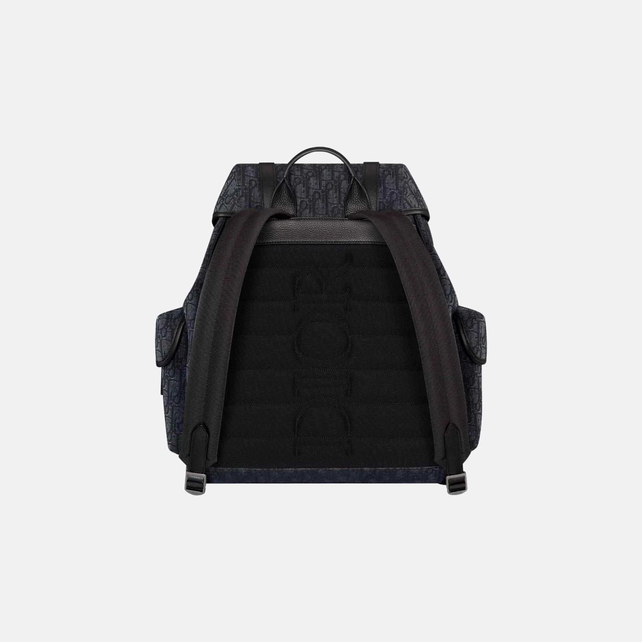 Dior Hit The Road Flap Backpack in Calfskin and Jacquard, Black, Back