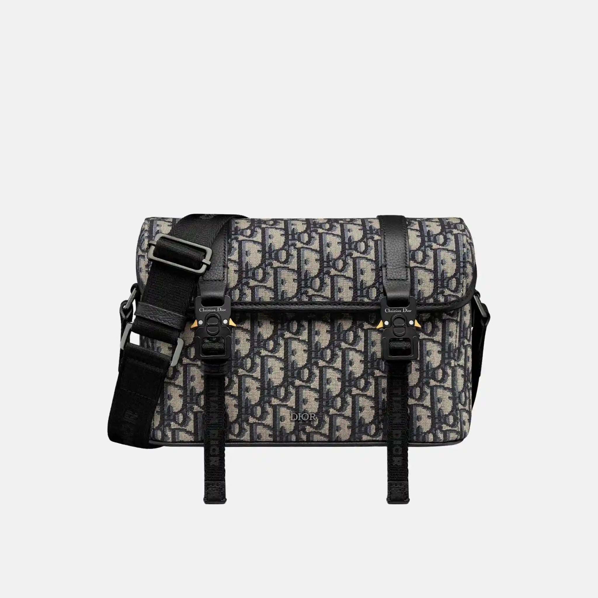 Dior Hit The Road Messenger Bag In Grained Calfskin, Beige, Front