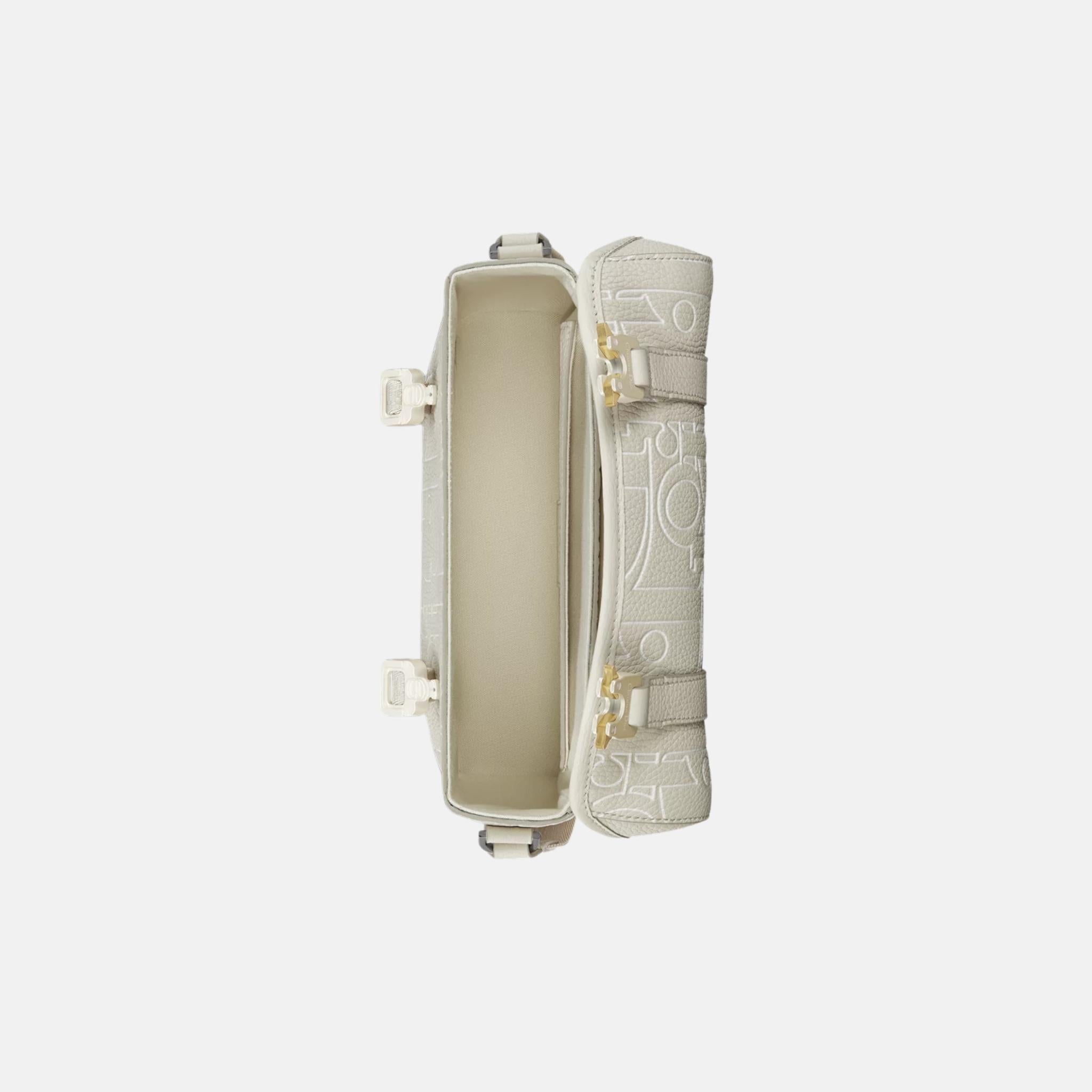 Dior Hit The Road Messenger Bag With Flap In Outline Leather And Calfskin, Beige, Inside