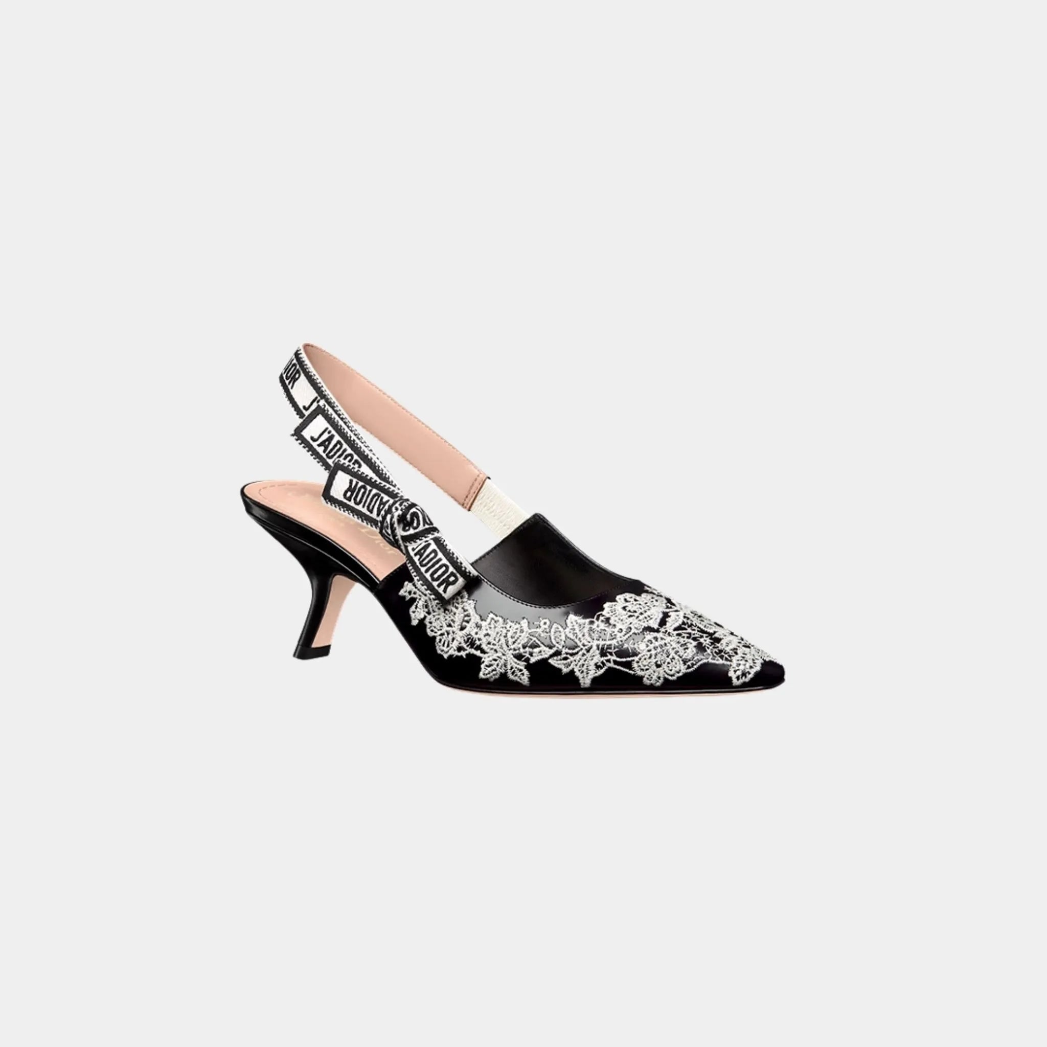Dior J Adior Singback Pump Black Calfskin Embroidered, Front