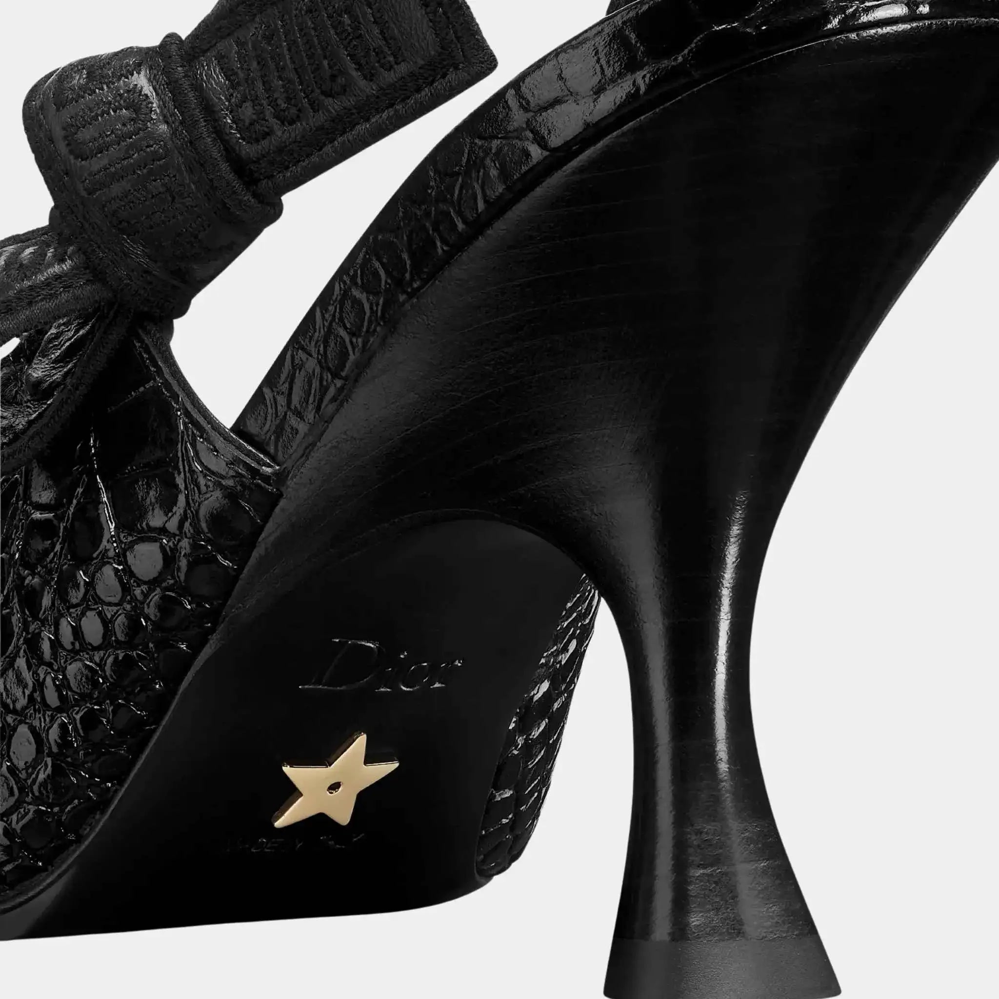 Dior J Adior Slingback Pump Calfskin with Crocodike Pattern, Black, Back