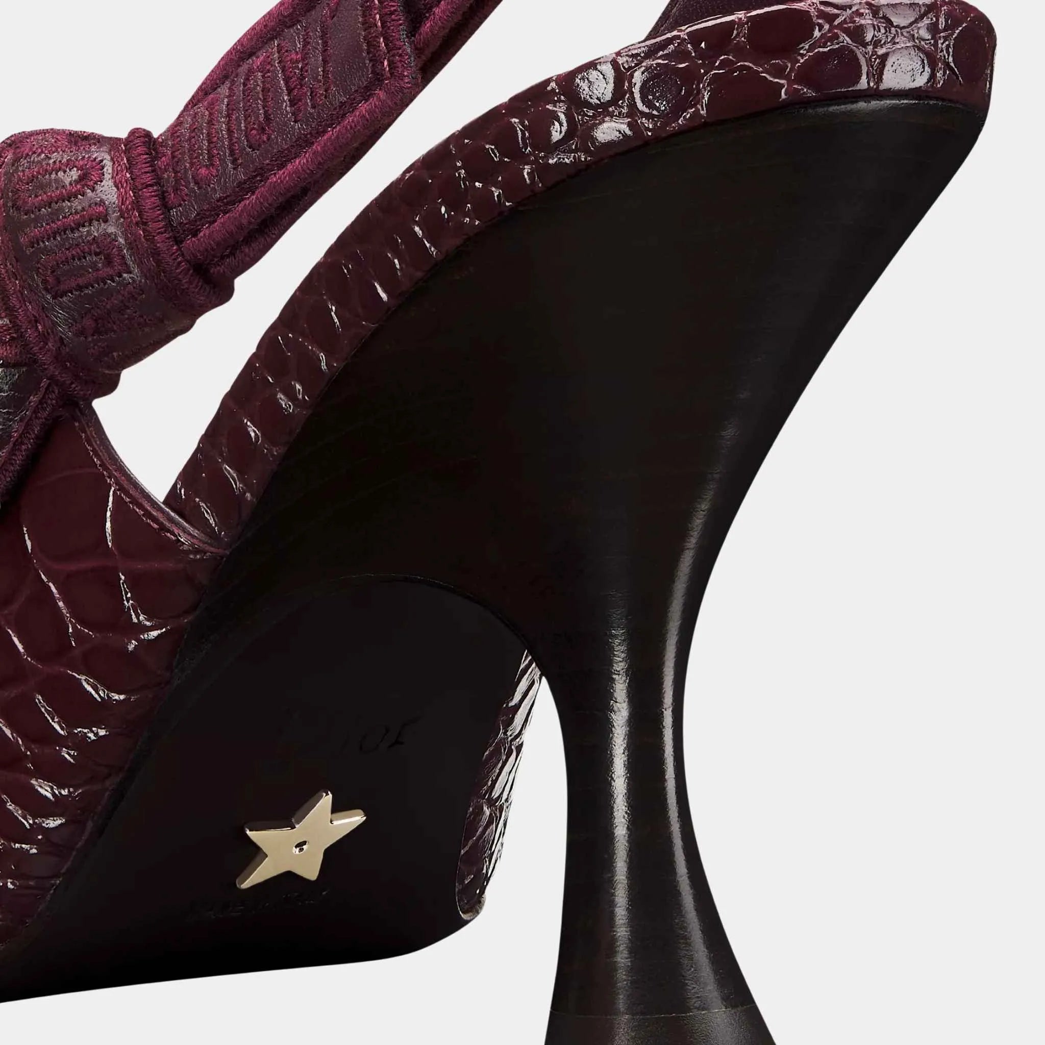 Dior J Adior Slingback Pump Calfskin with Crocodike Pattern, Plum, Back