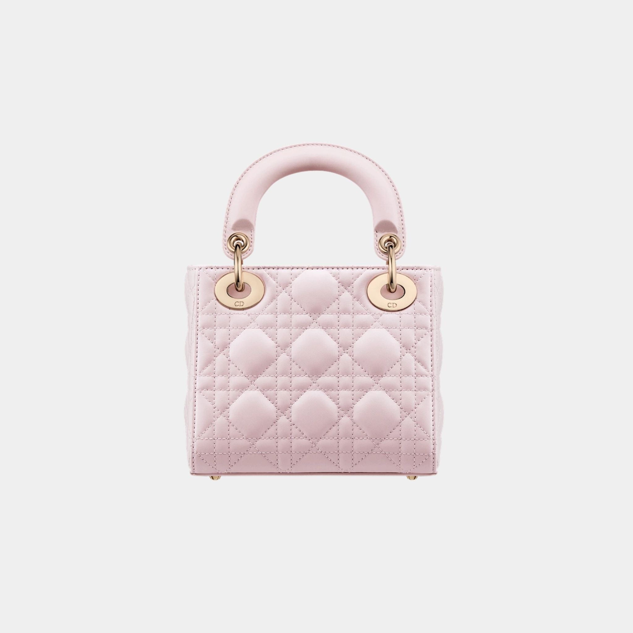 Lady Dior Mini Bag Cannage Lambskin, Blush Pink, Back