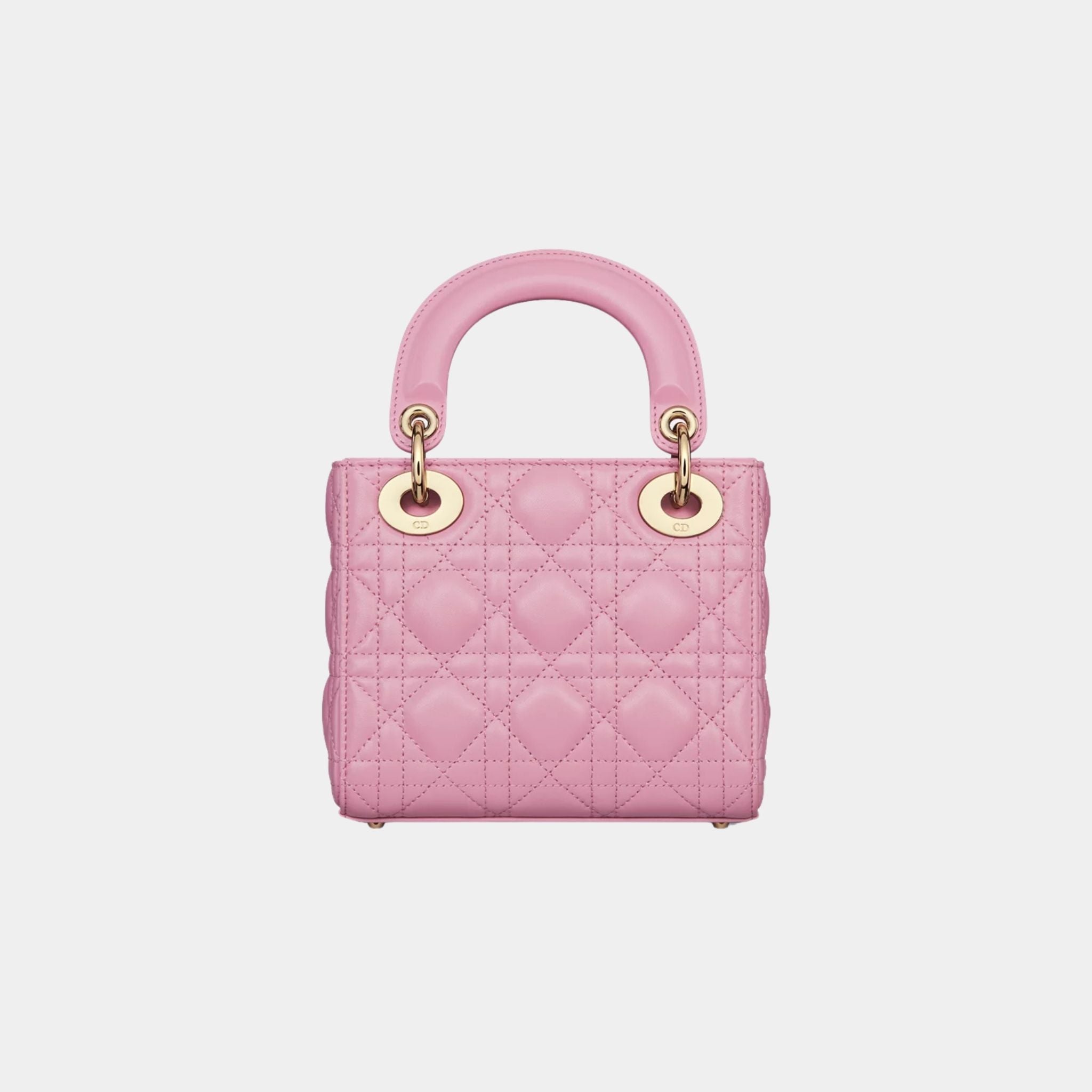 Lady Dior Mini Bag Cannage Lambskin, Hydrangea Pink, Back