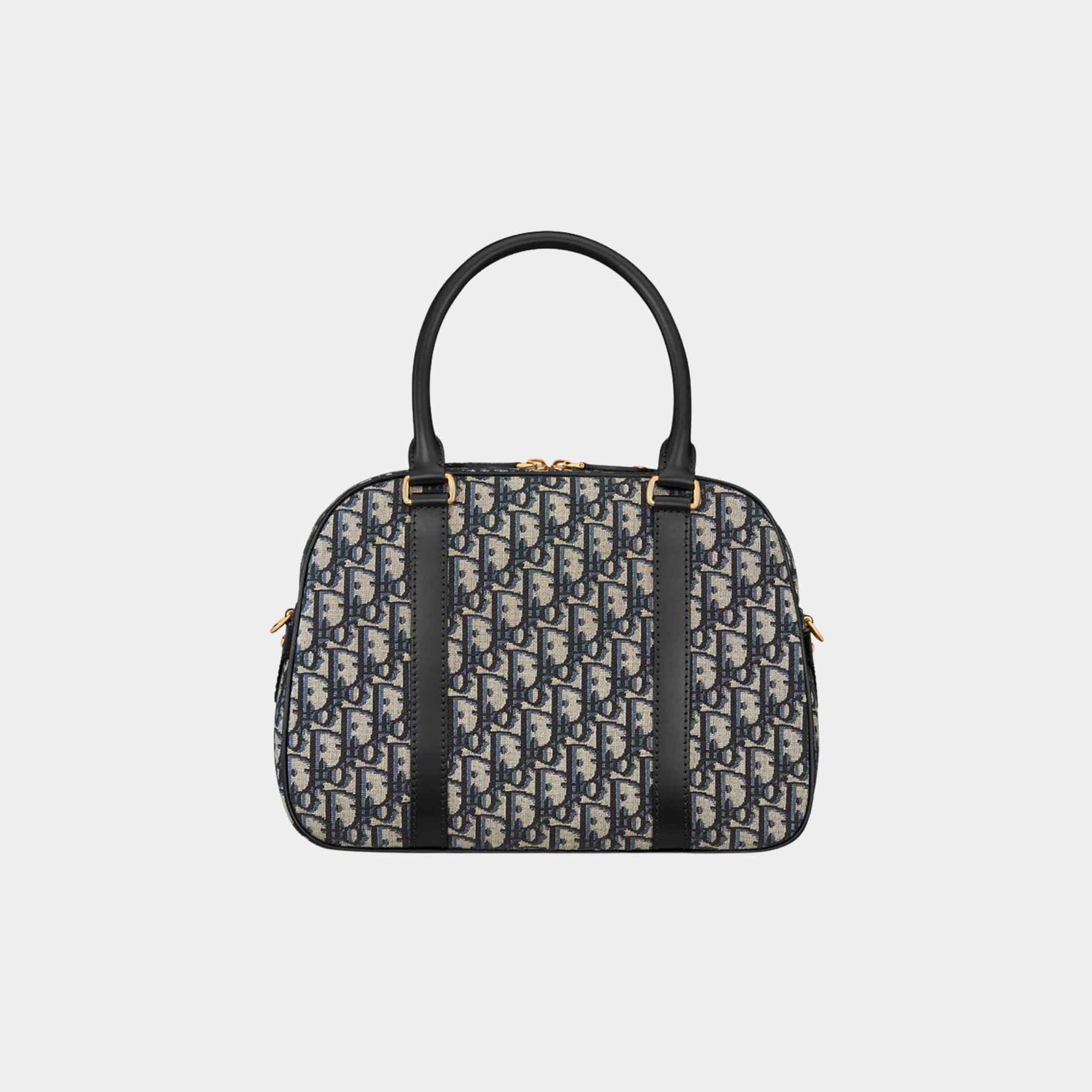 Dior Large D-Vibe Bowling Bag Blue Dior Oblique Jacquard, Back