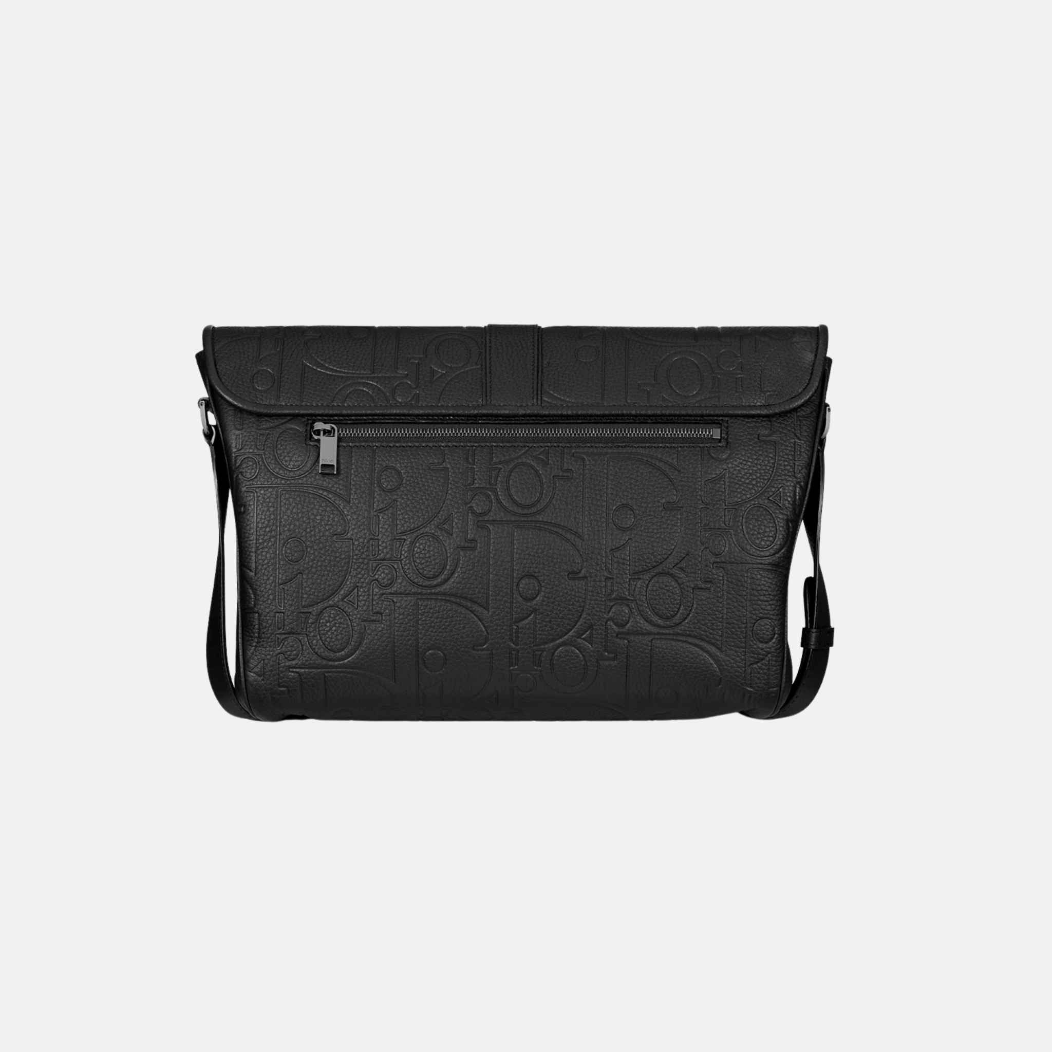 Dior Large Daily Messenger Bag With Flap In Leather And Grained Calfskin, Back