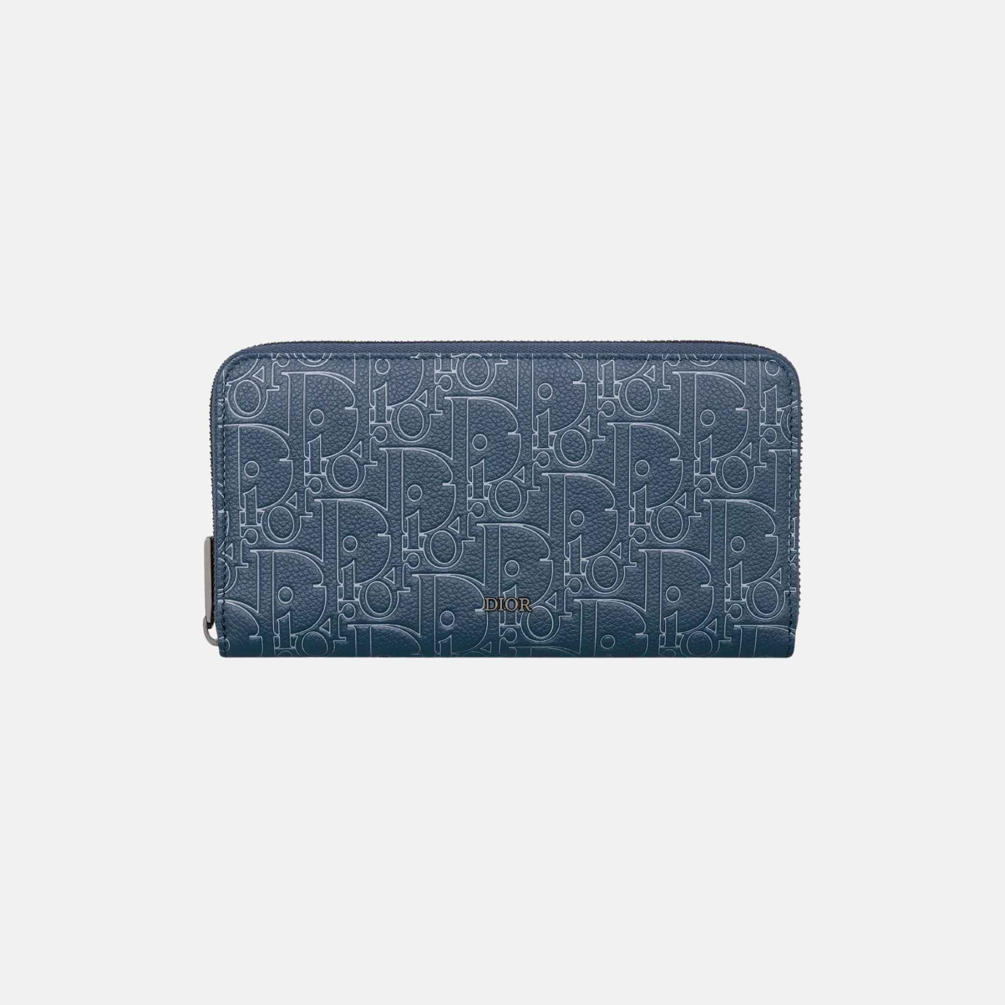 Dior Long Zipped Wallet In Gravity Outline Leather, Front