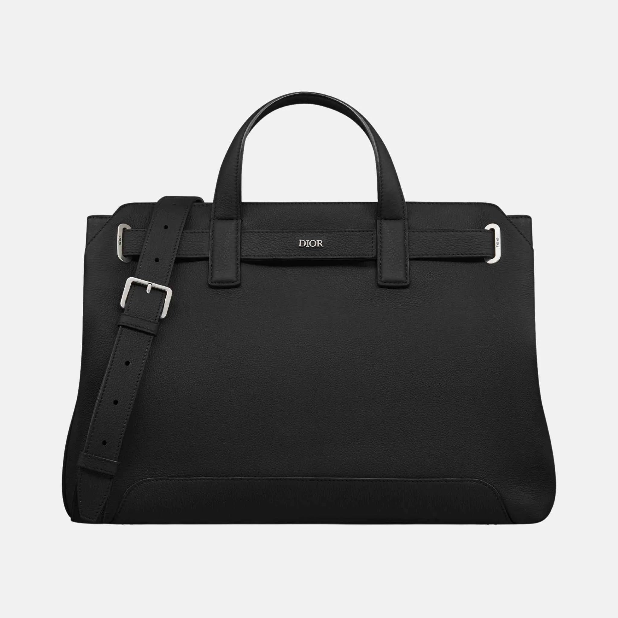 Dior Medium Normandie Tote Bag In Icons Calfskin, Black, Front