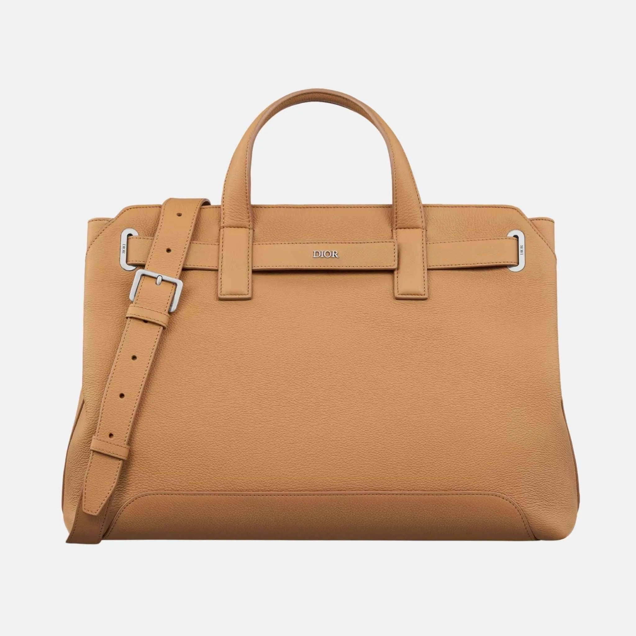 Dior Medium Normandie Tote Bag In Icons Calfskin, Brown, Front