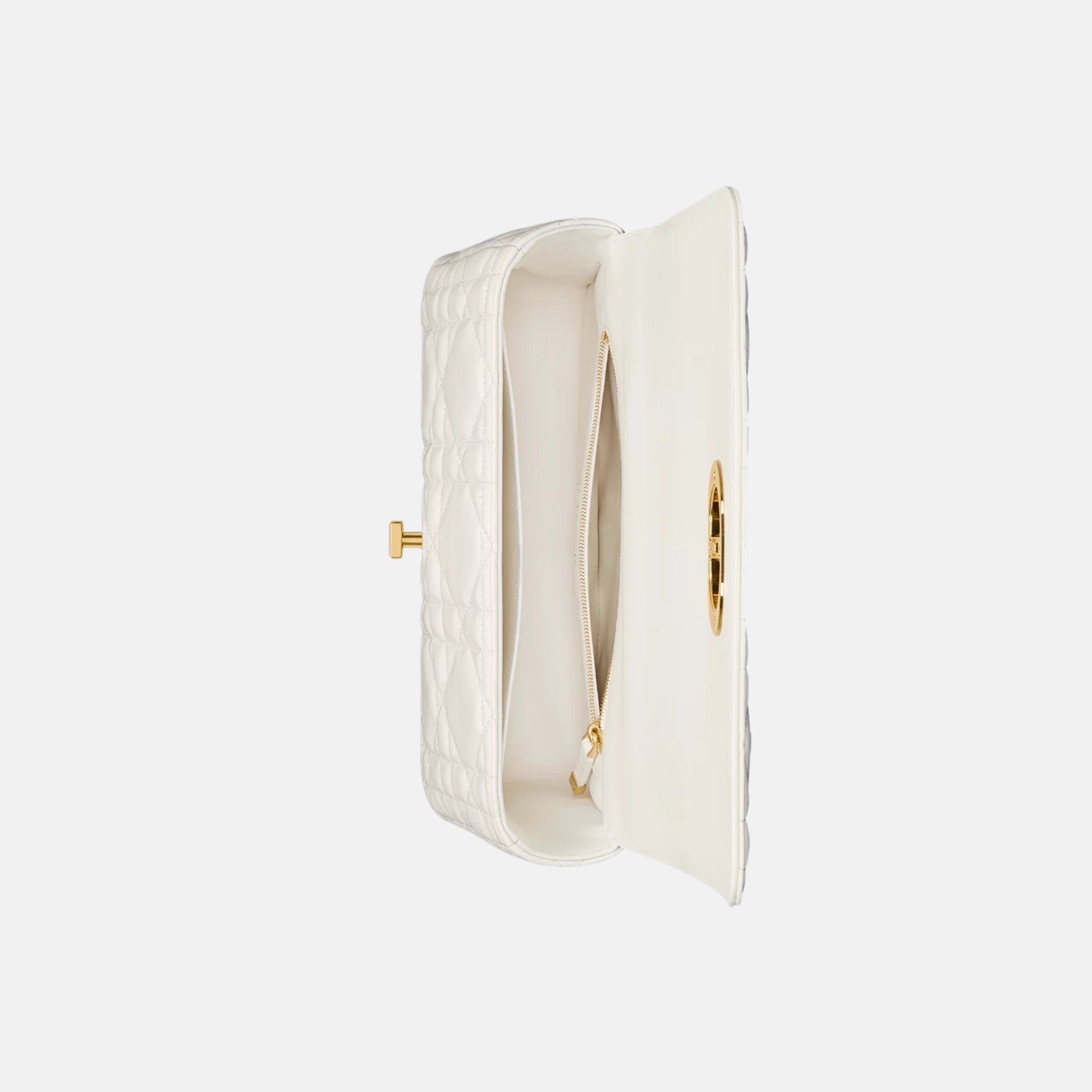 Dior Medium Soft Caro Bag In Macrocannage Lambskin, Latte, Inside