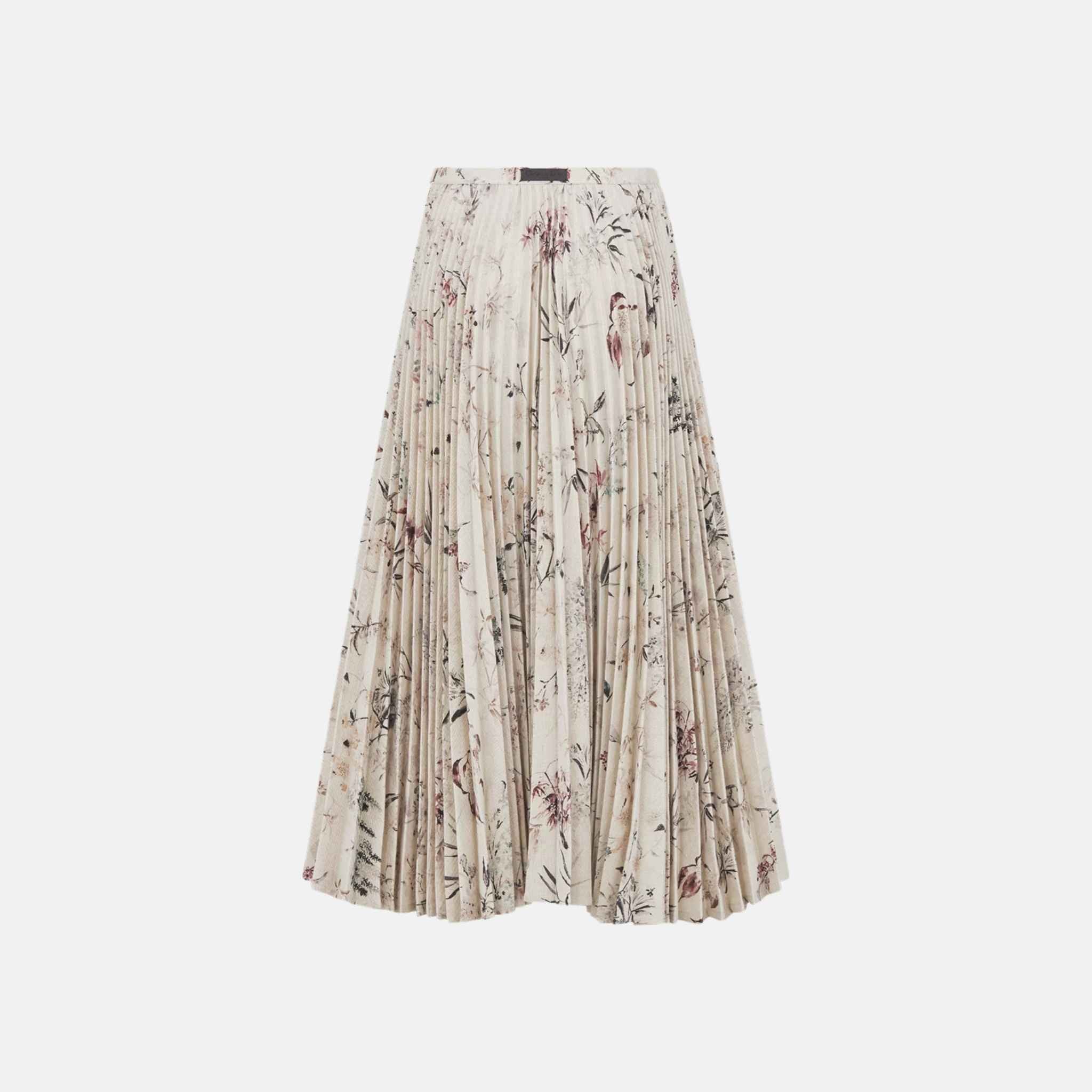 Dior Mid Length Pleated Skirt In Cotton Linen Denim, Back