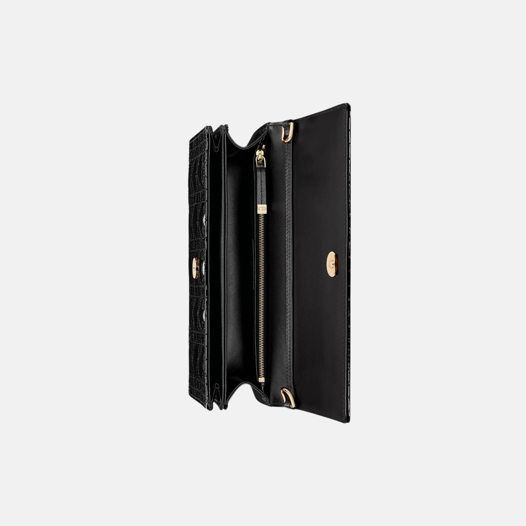 Dior My Dior Top Handle Bag In Patent Cannage Calfskin, Black, Inside