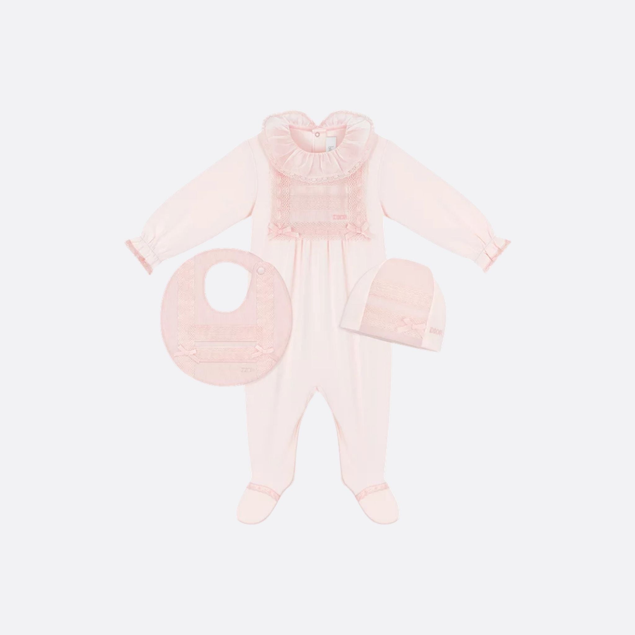 Dior Nanouchka Newborn Gift Set Pale Pink Cotton Interlock And Voile, FullViews