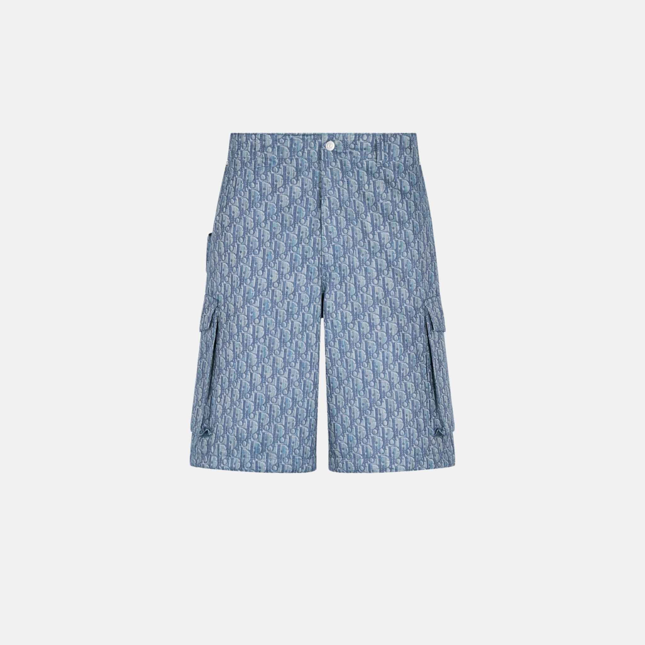 Dior Oblique Bermuda Cargo Shorts In Cotton Blend Twill, Front