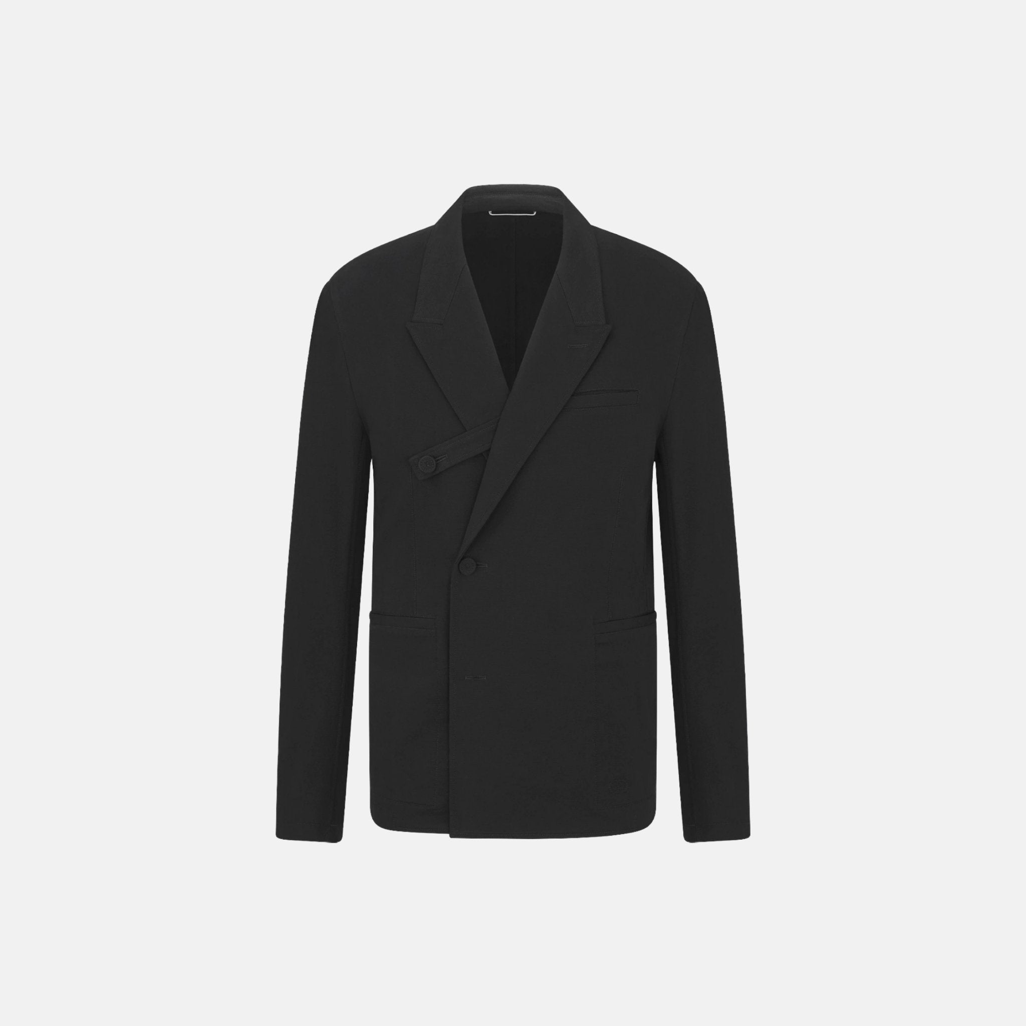 Dior Oblique Jacket With Buttoned Strap And Embroidery In Cotton Blend, Black, Front