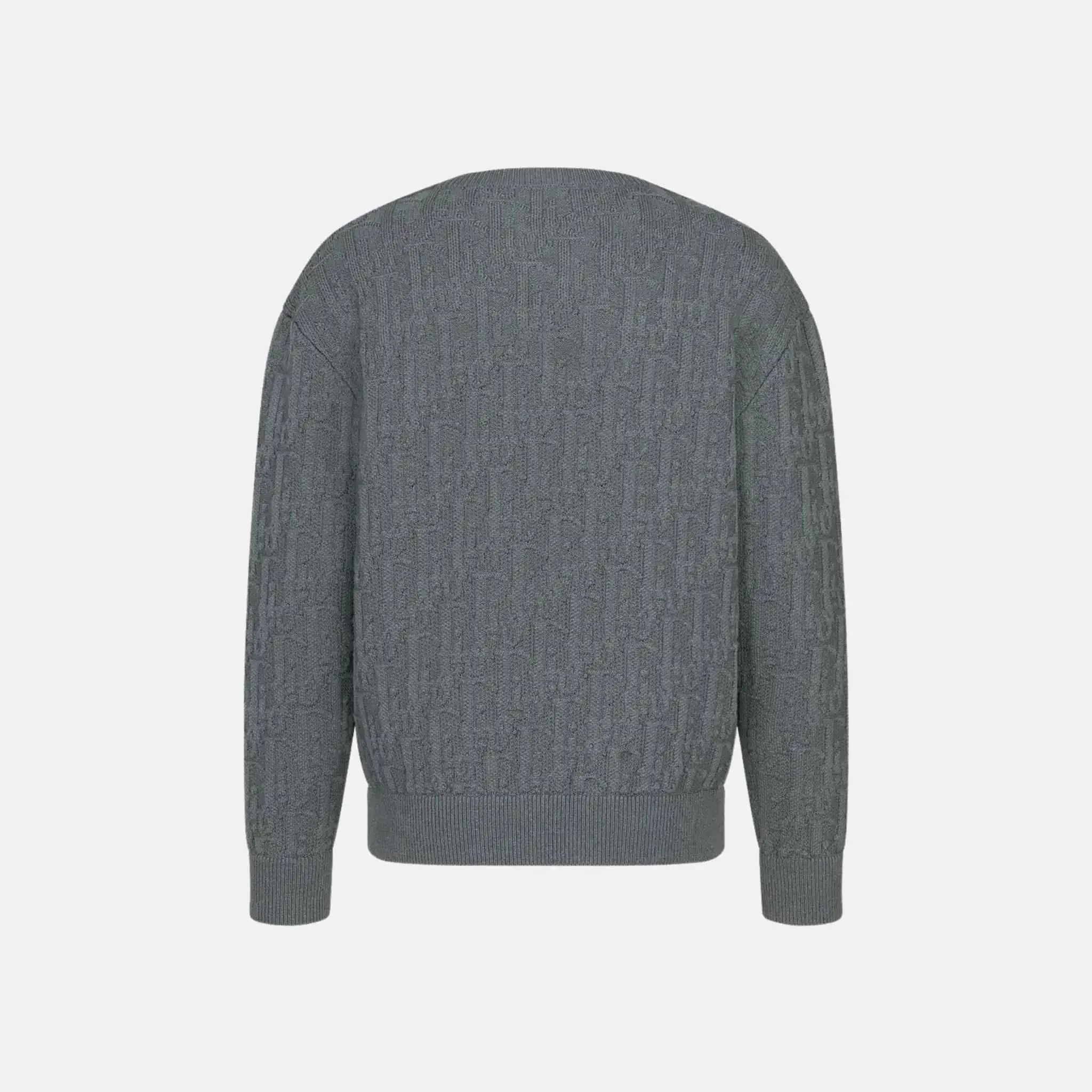 Dior Oblique Sweater In Cotton Blend Jacquard, Gray, Back