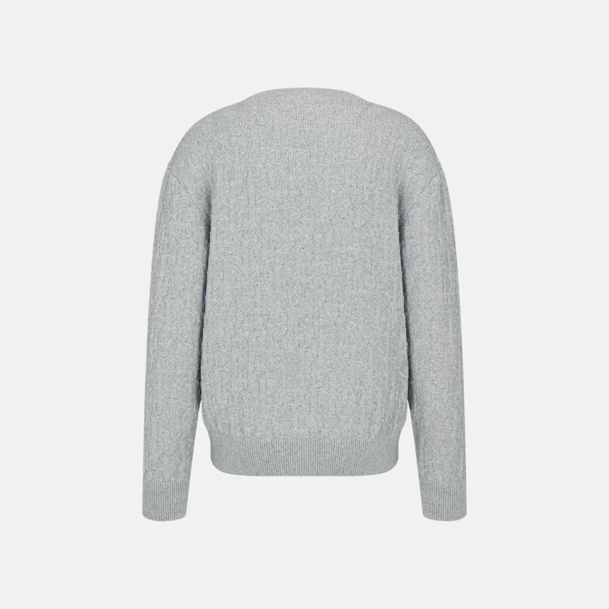 Dior Oblique Sweater In Cotton Blend Jacquard, Light Gray, Back