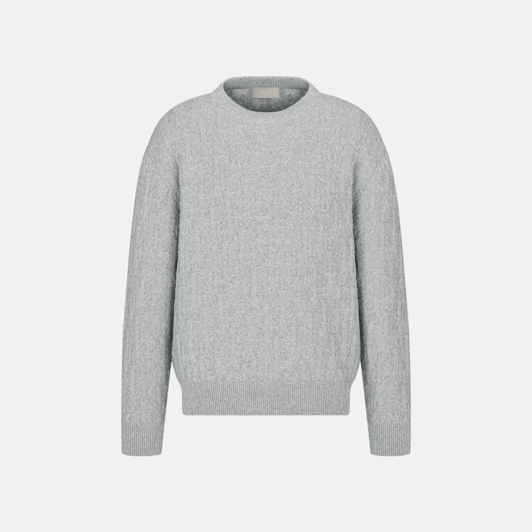 Dior Oblique Sweater In Cotton Blend Jacquard, Light Gray, Front
