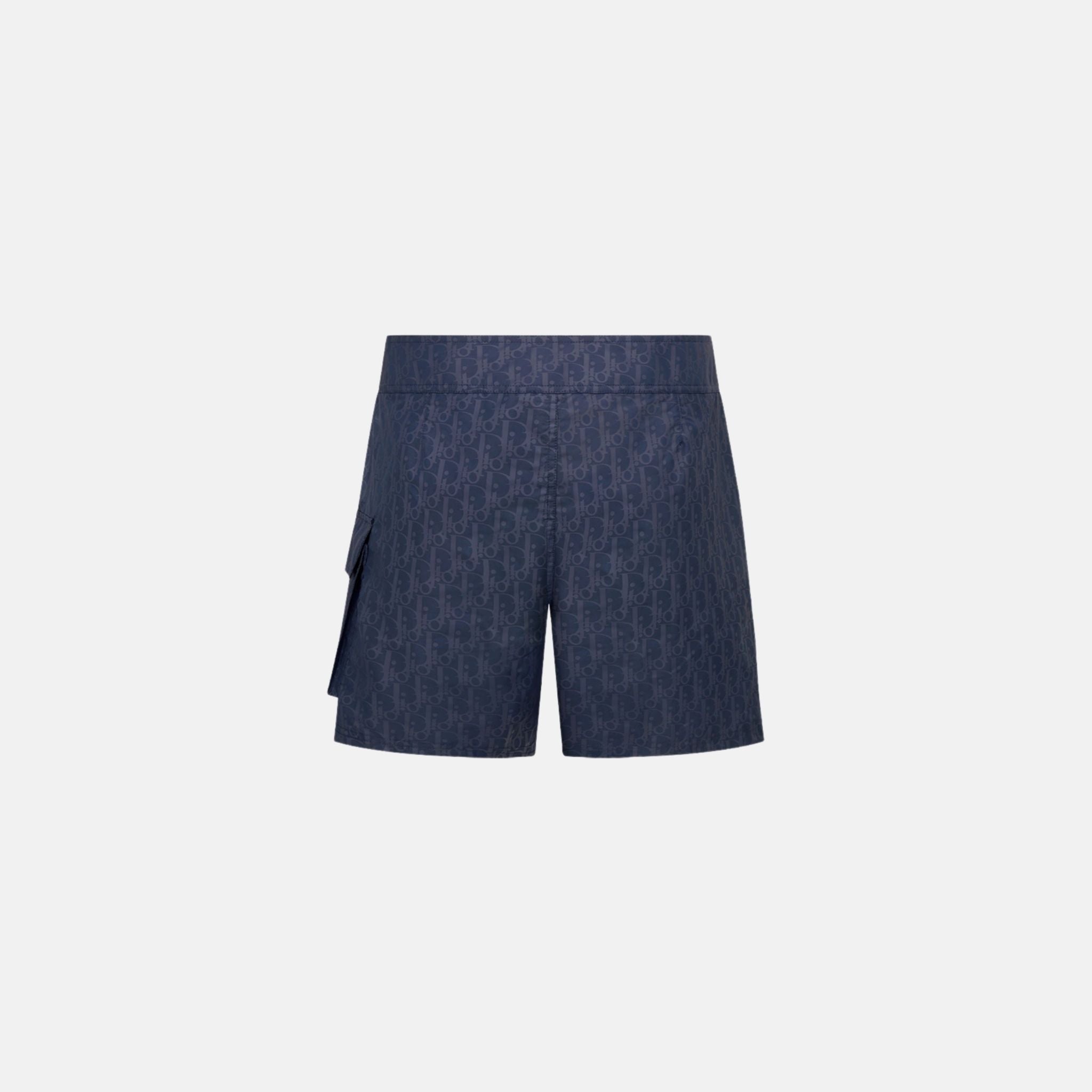 Dior Oblique Swim Shorts In Technical Fabric, Blue, Back