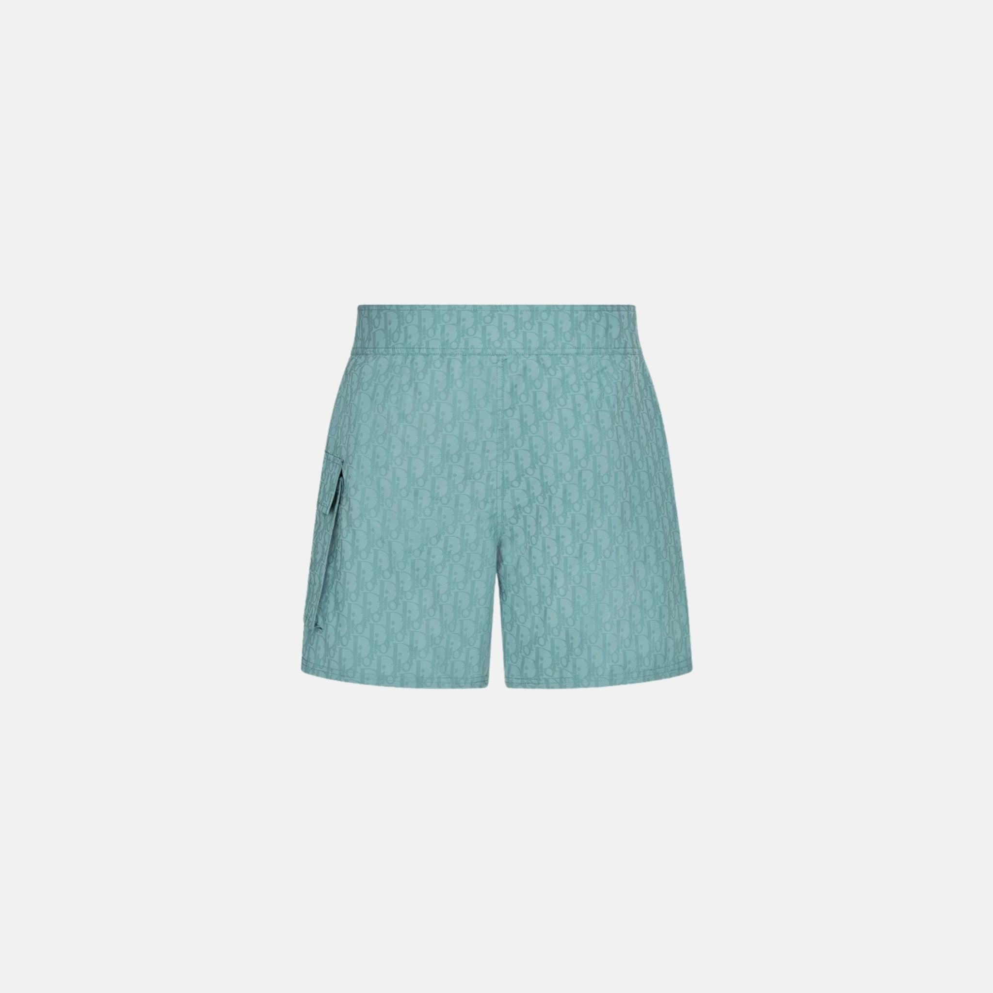 Dior Oblique Swim Shorts In Technical Fabric, Green, Back