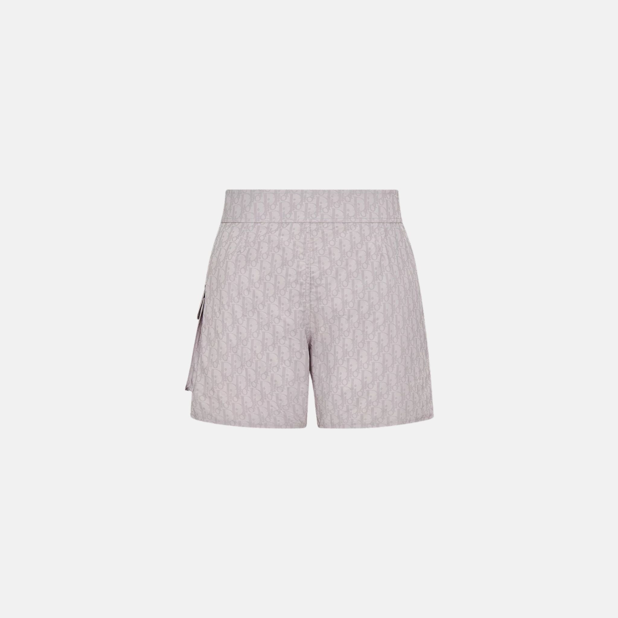 Dior Oblique Swim Shorts In Technical Fabric, Pearl, Back