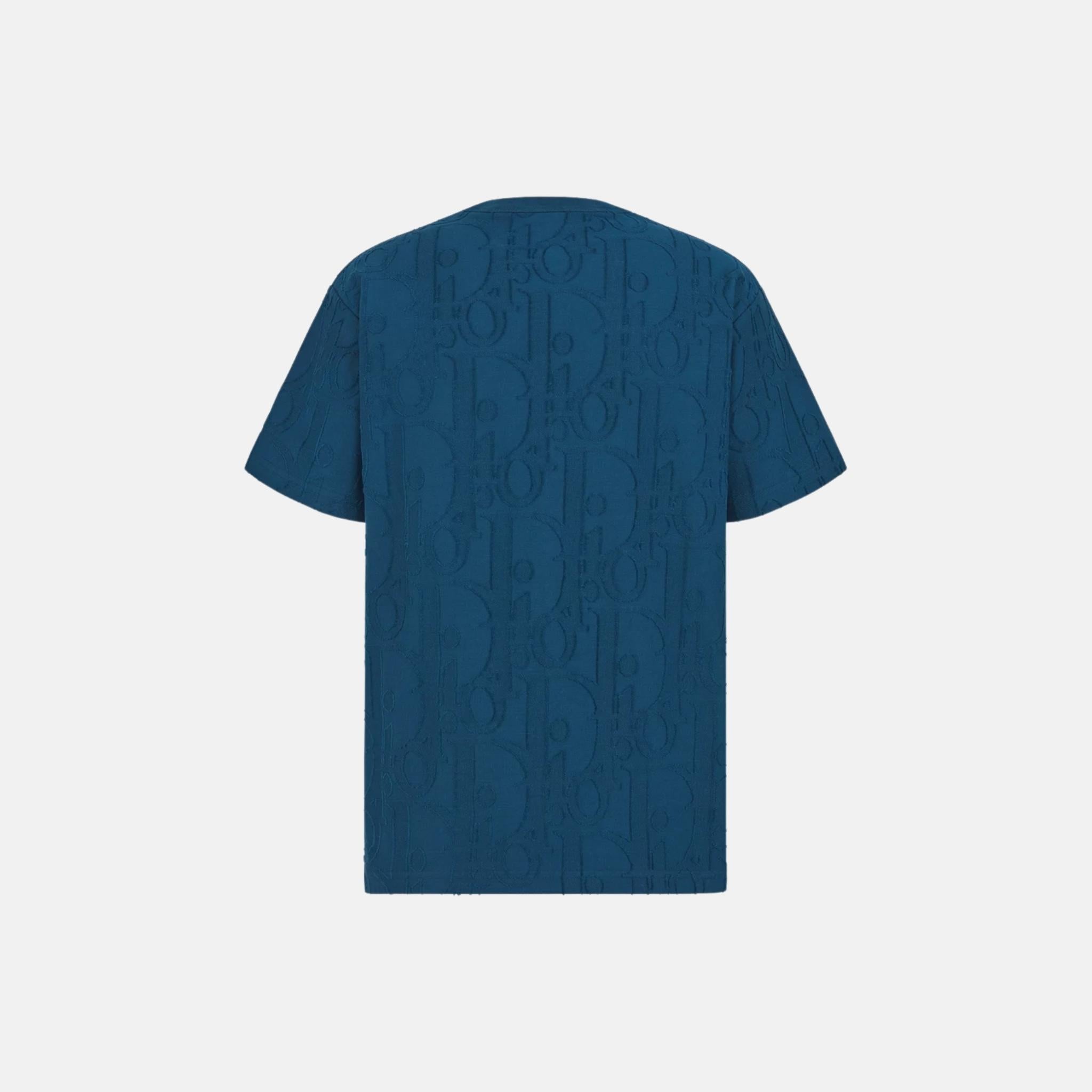 Dior Oblique T Shirt Relaxed Fit In Cotton Jersey, Deep Blue, Back