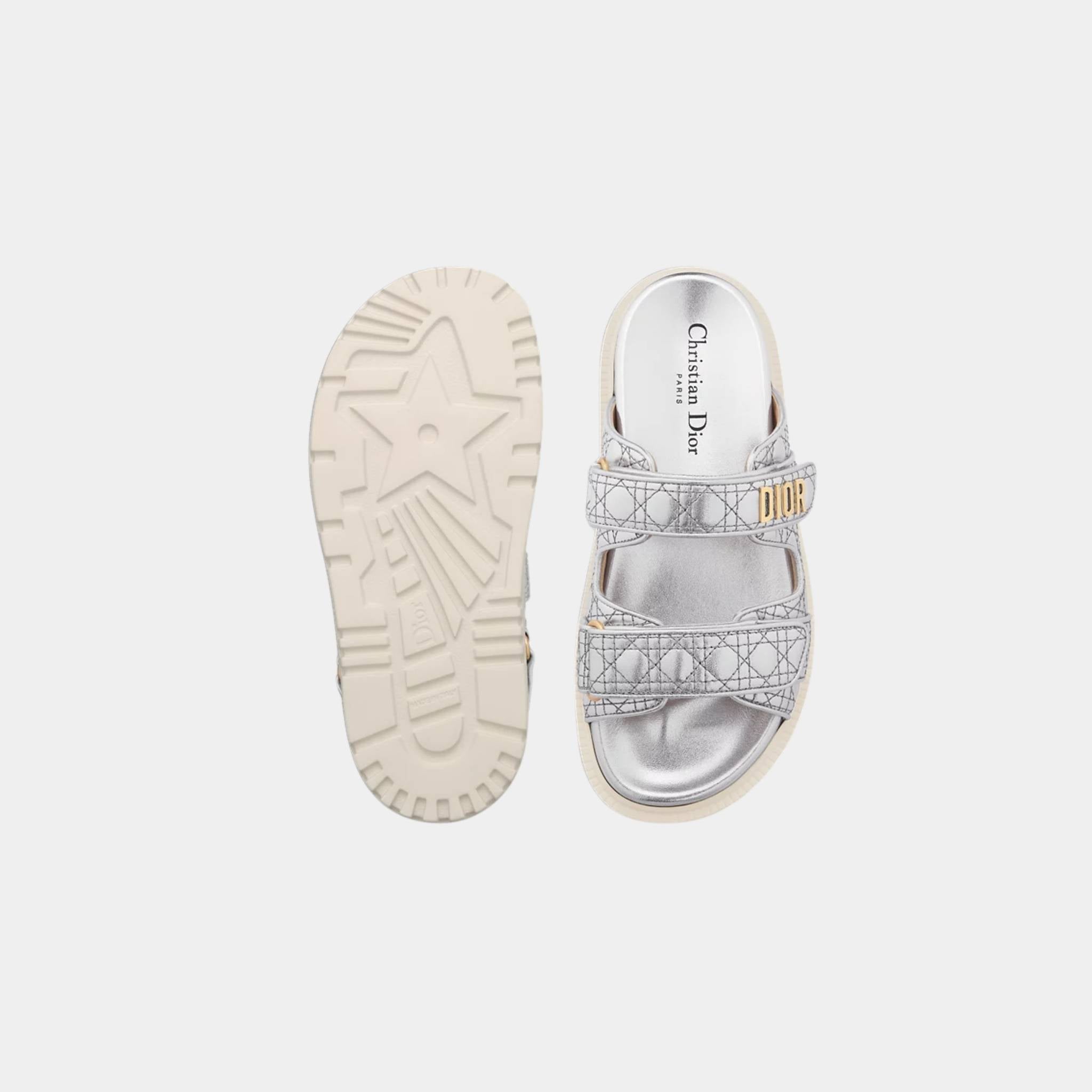 Dior Or Dioract Slide Laminated Sheepskin with Quilted Cannage Motif, Sole