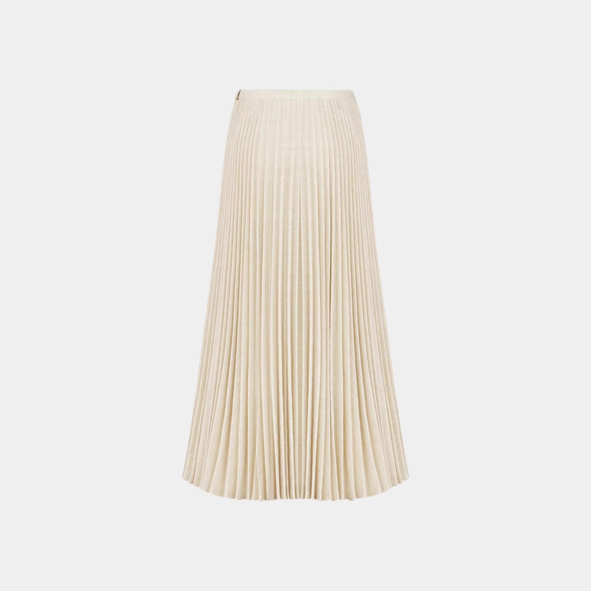 dior-or-mid-length-pleated-skirt-gold-tone-cotton-blend-denim, Back