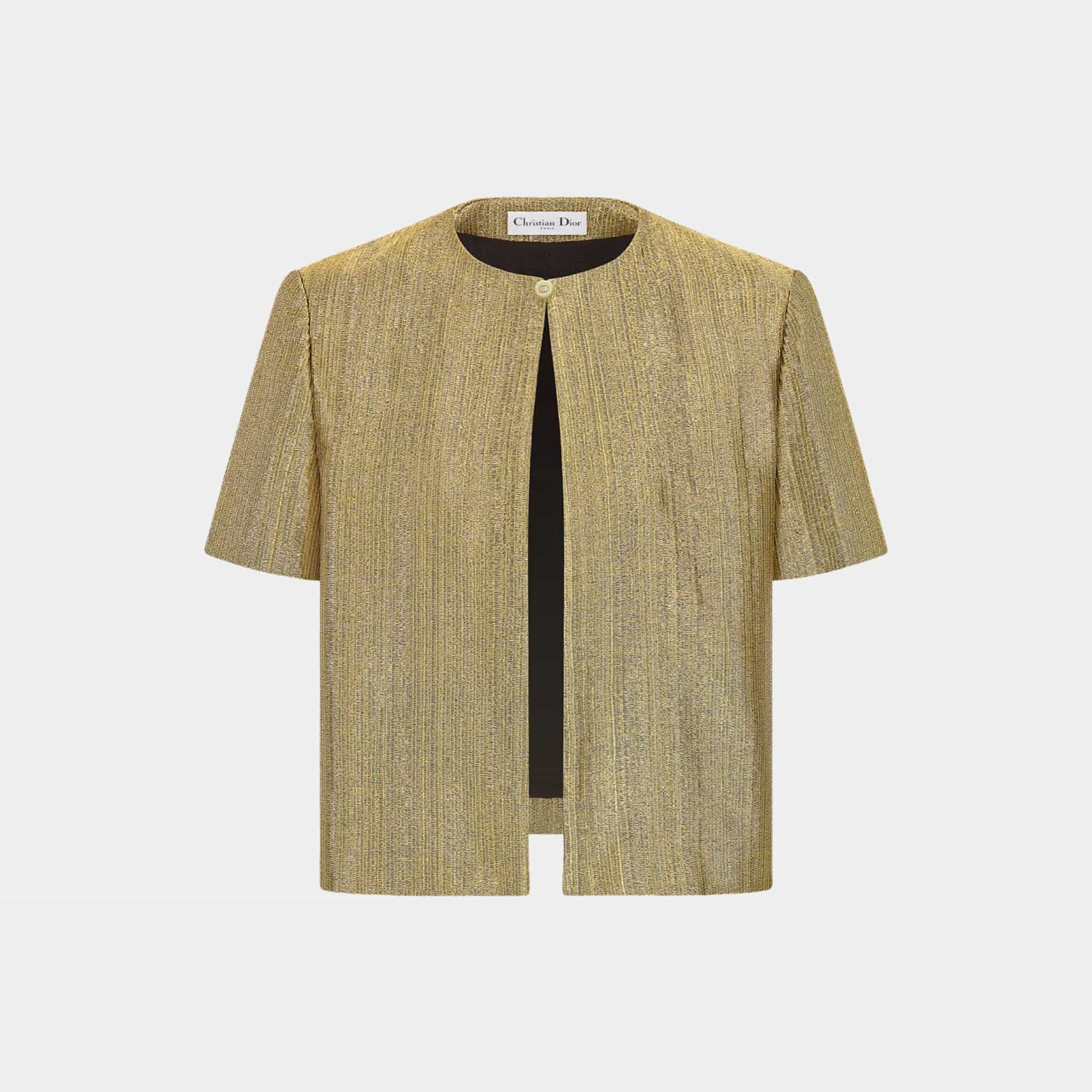 Dior Or Short-Sleeved Jacket Gold-Tone Technical Fabric, Front